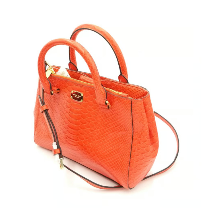 Michael Kors Flame Orange Snake Emossed Tote/Crossbody