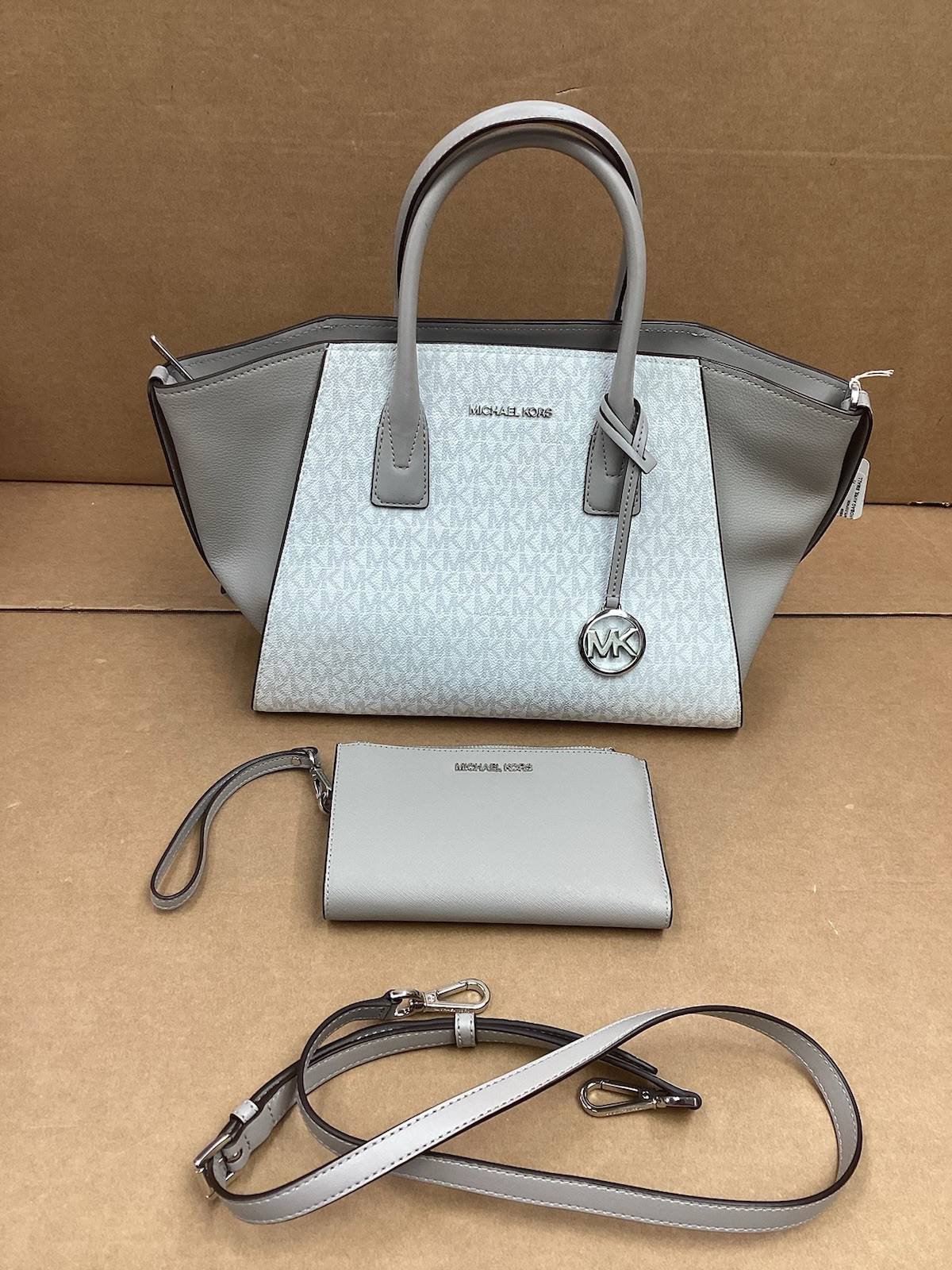 Michael Kors Avril Large Satchel Bag Handbag Purse Shoulder Crossbody + Wallet