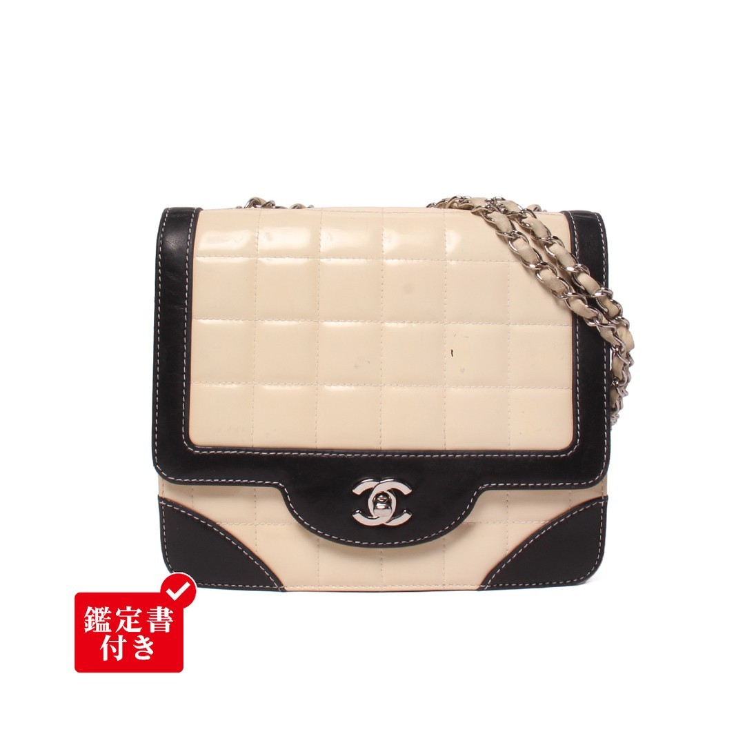 Authentic CHANEL Chain Shoulder Bag Double Chain Silver 6 Series Choco Bar