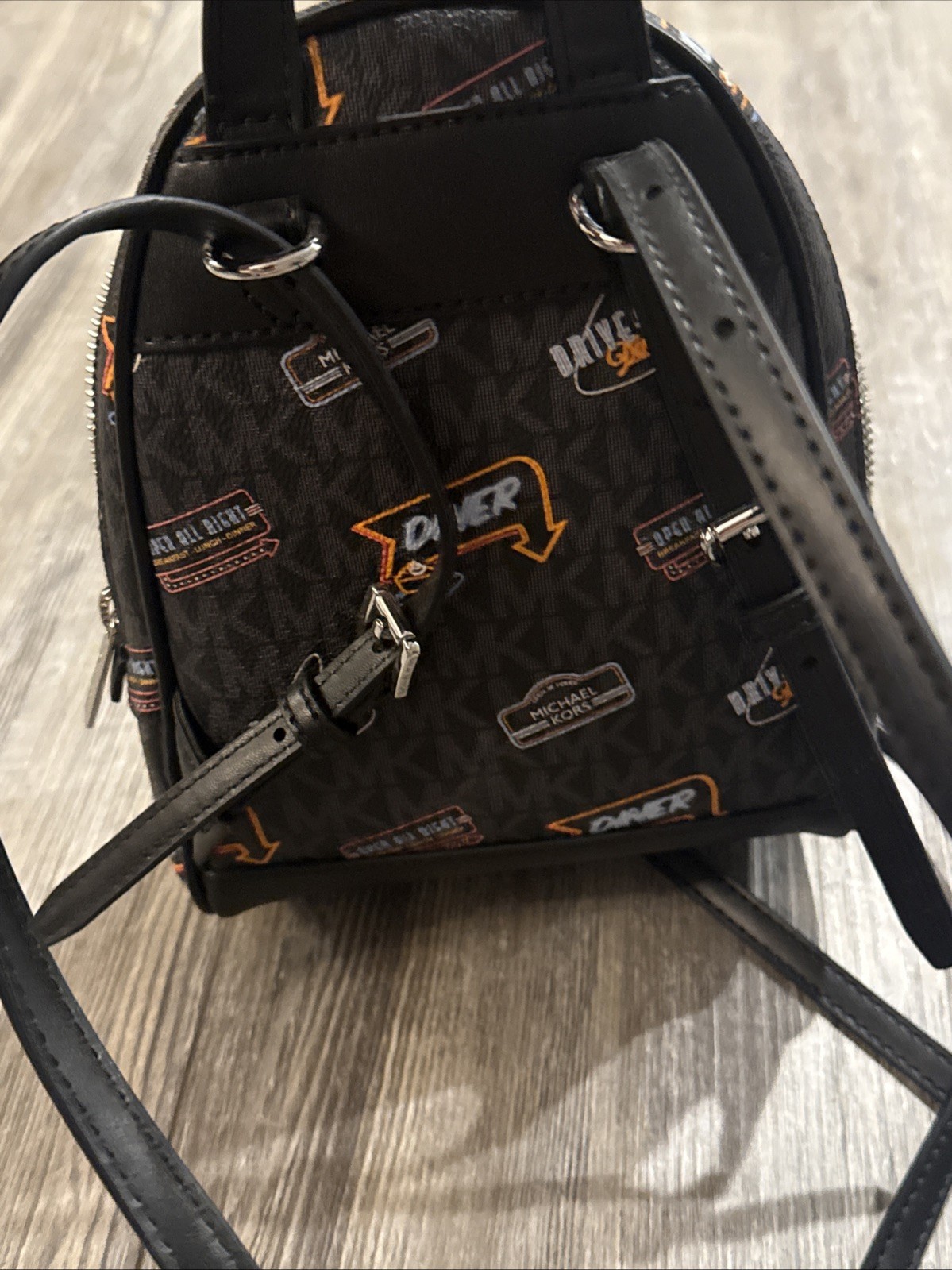 Michael Kors Rhea Extra-Small Printed Signature Logo Backpack Black Multi
