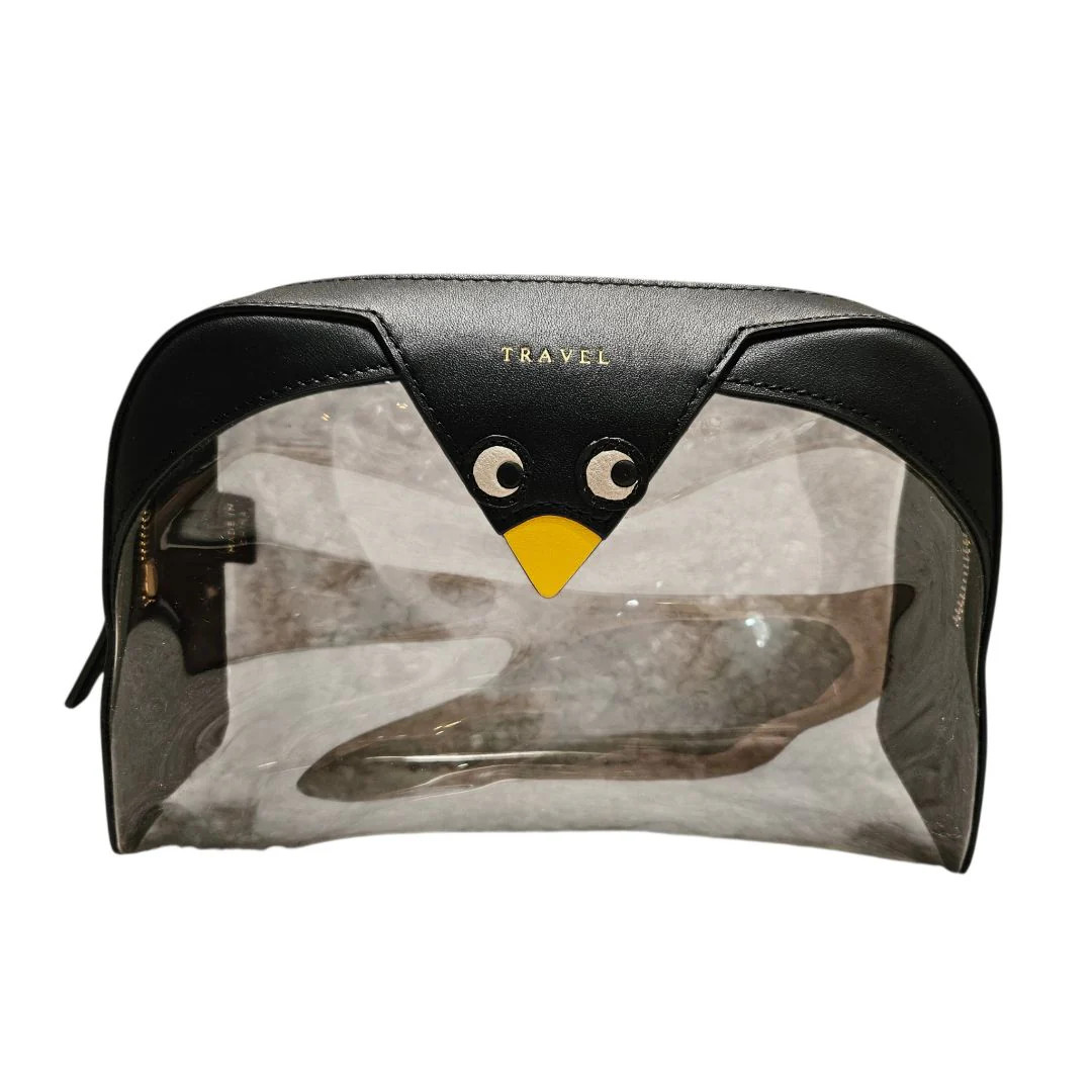 Anya Hindmarch PVC Clear & Black Leather Travel Clutch Bag Preloved Excellent