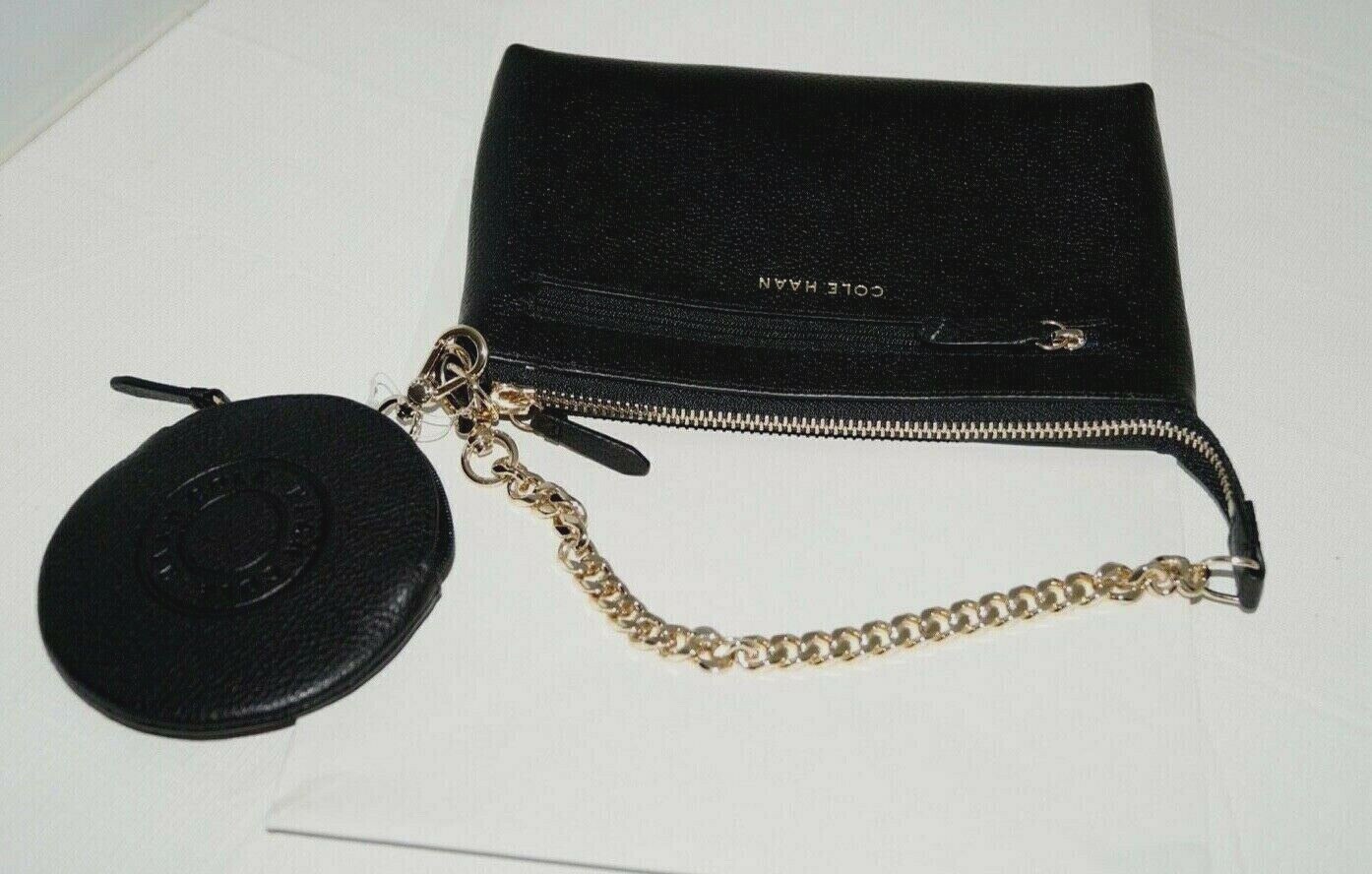 NWT Authentic COLE HAAN GRAND SERIES Black Leather Gold Chain Women’s Mini Bag