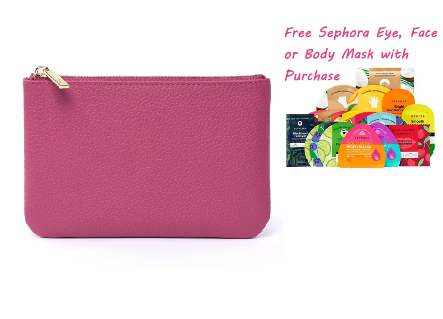 Dress Up Your Purse MINI ‘M’ Case Togo Leather Zipped Pouch Brilliant Pink