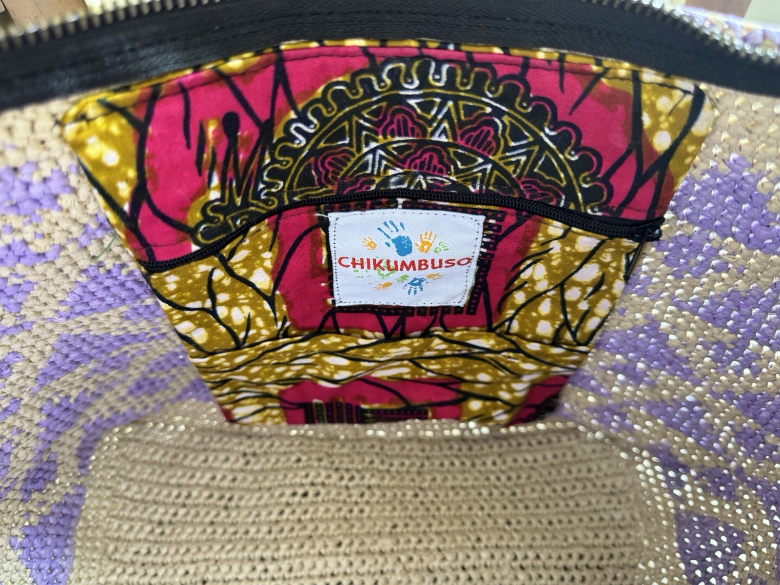 Chikumbuso Recycled Woven Lilac Purple Tote Bag Handmade Summer Seashell Charm