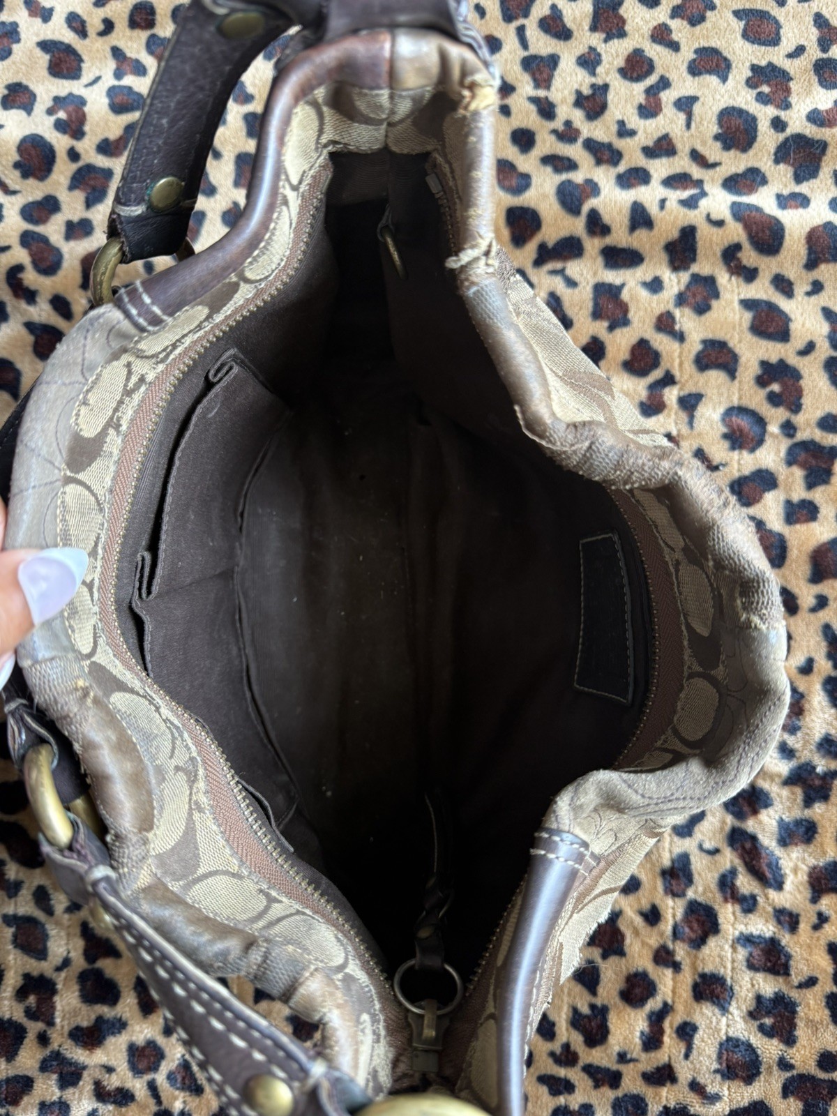 Vintage Coach Signature Leopard Patchwork Shoulder Bag N2G0773-11496 (HOBO)