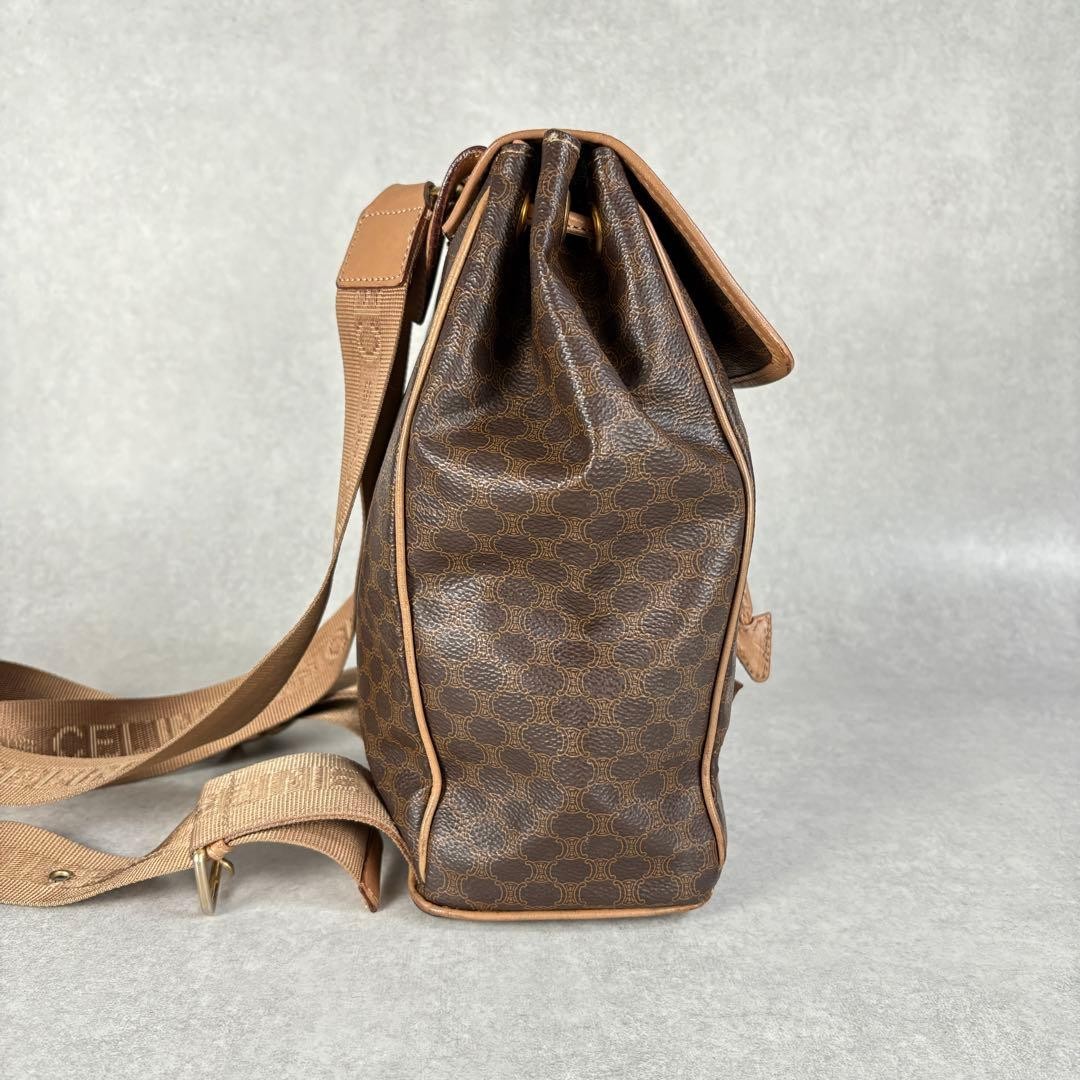 CELINE Macadam Trionf Vintage Brown PVC Leather Backpack Authentic
