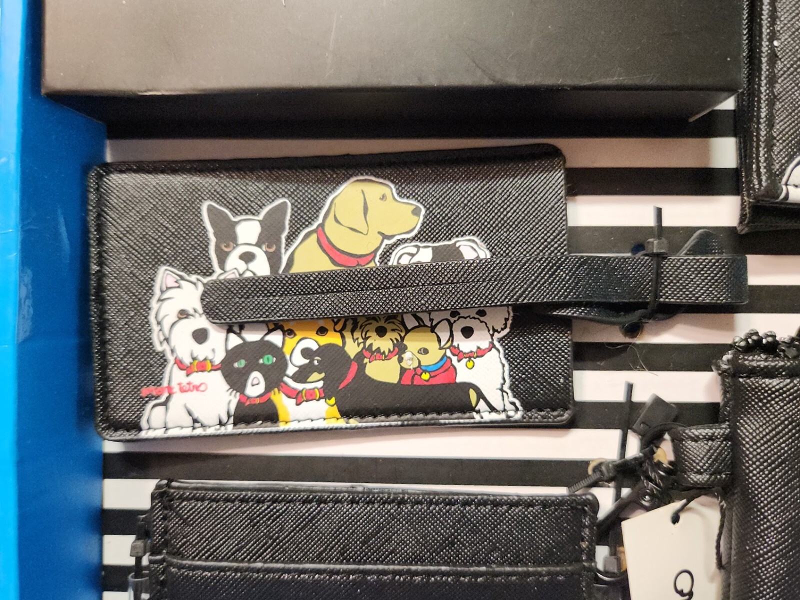 Marc Tetro Dog Theme Black Travel Set Pouch Luggage Tag Cardholder Passport NIB