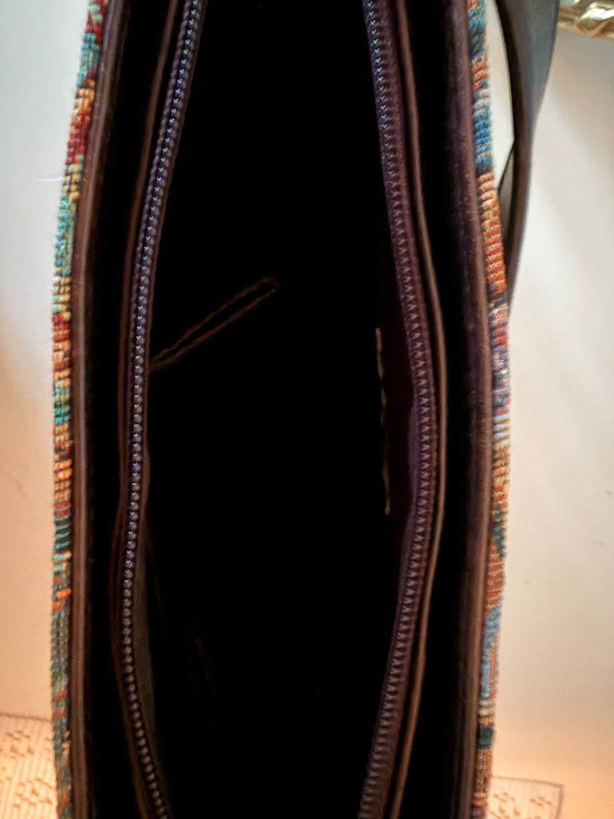 Great American Leather Works Black Leather Crossbody Shoulder Bag Silver Zippers