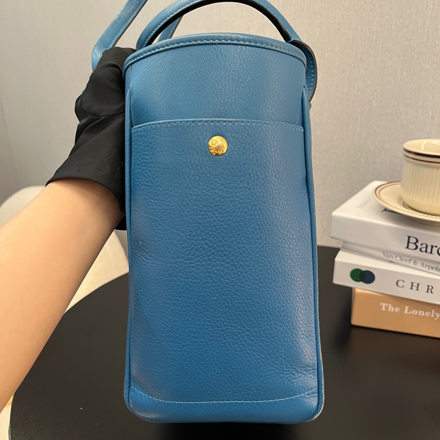 LOEWE Classic Tote Normal Blue Cowhide Leather Hand & Shoulder Bag US Ship