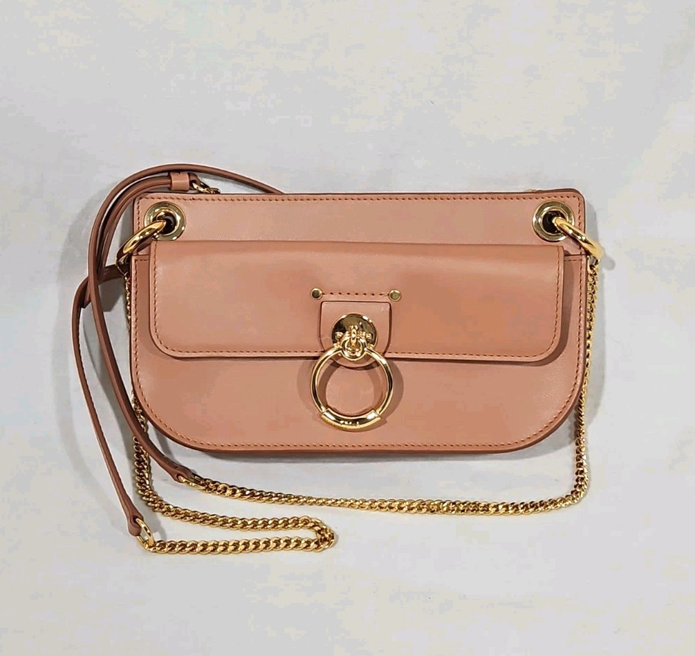 Chloe Bag Mini Tess Crossbody Leather Purse Salmon Pink Clutch Wallet Shoulder
