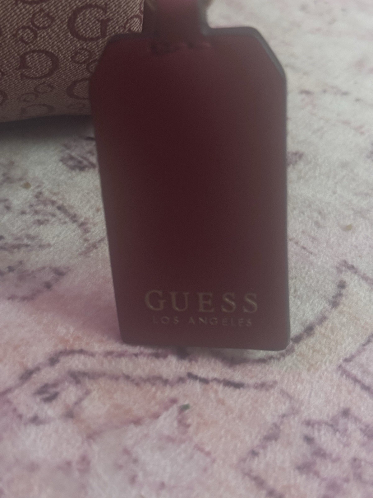 GUESS Red& Gold monogram y2k style bowling Boston crossbody hand bag purse