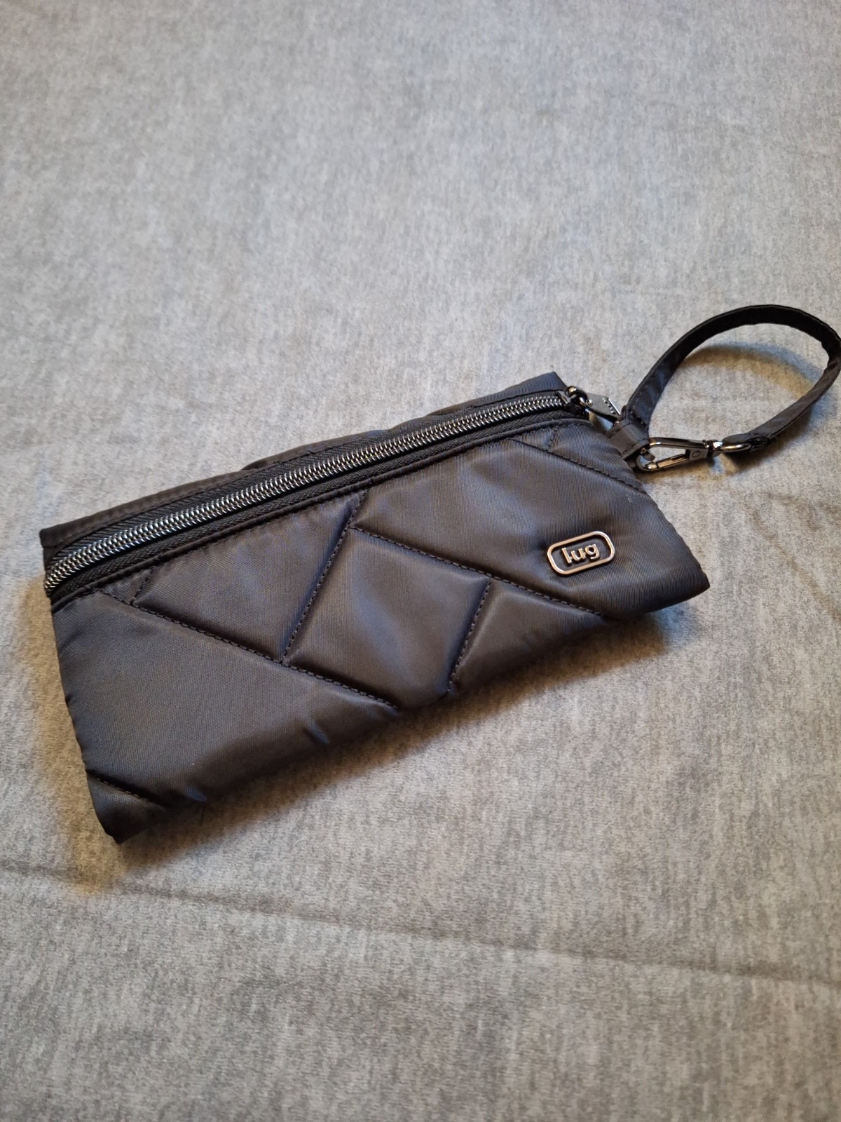 Lug Sway Zip Pouch In Black Quilted Wristlet 8 X 4.5