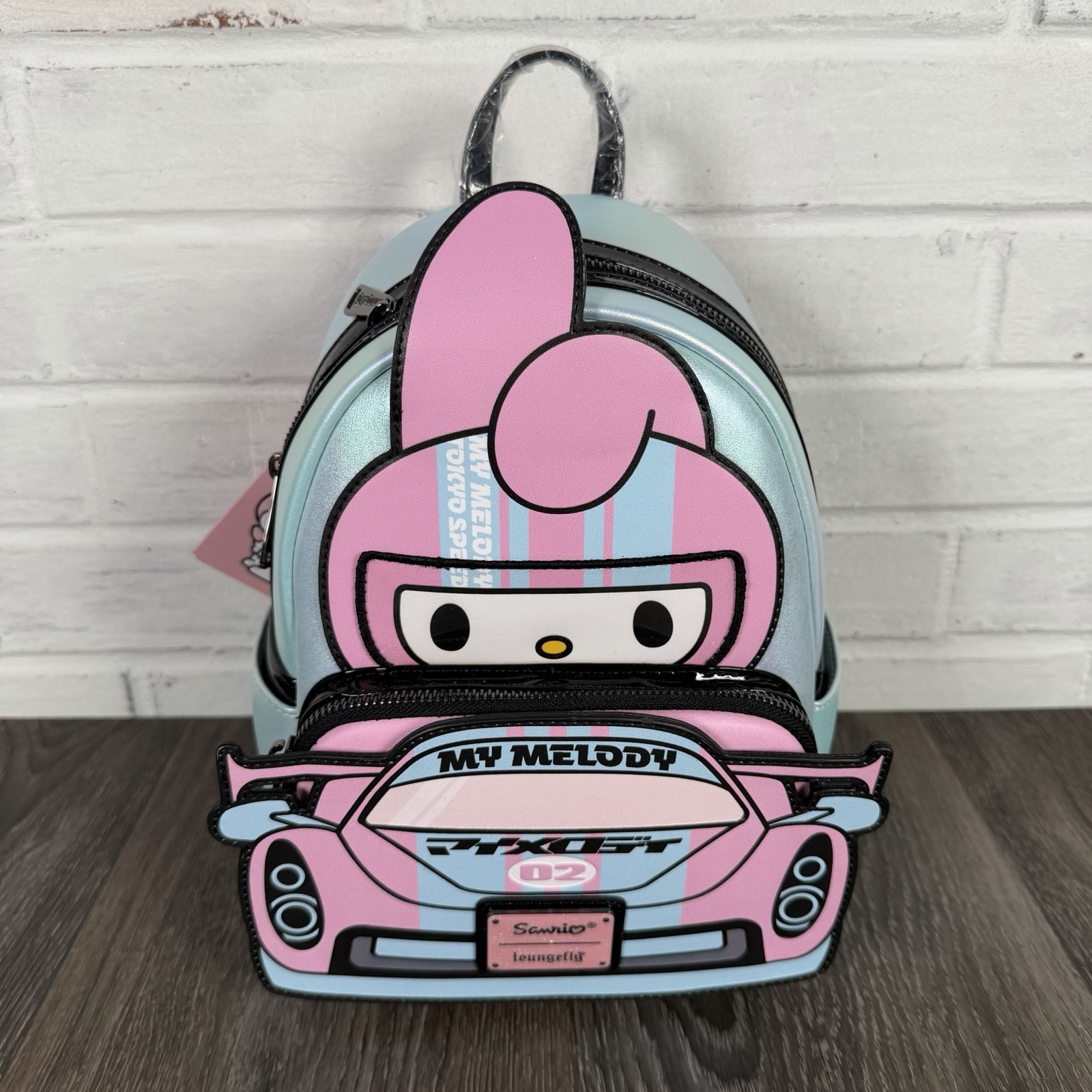 Loungefly Sanrio My Melody Tokyo Speed Cosplay Mini Backpack Iridescent Racing