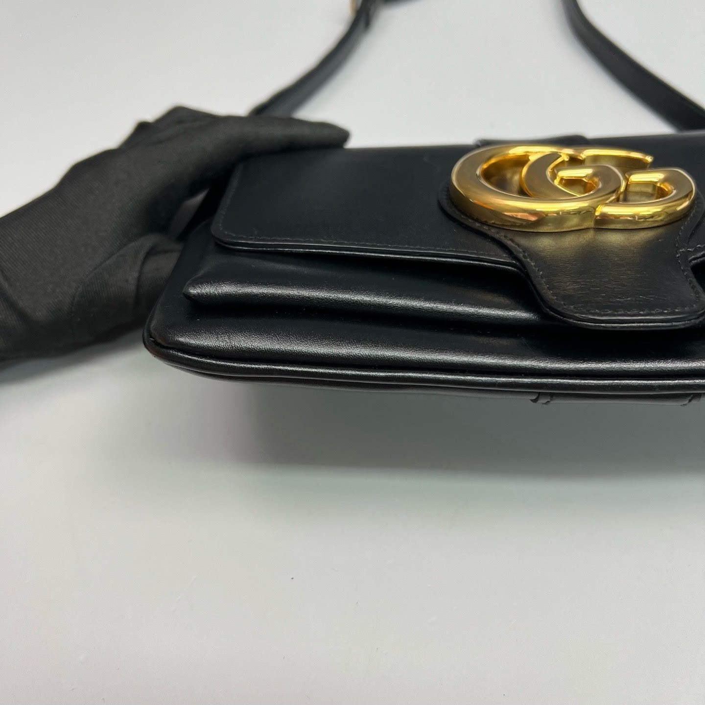 Authentic Pre‑owned Gucci Arli Black Smooth Leather Crossbody Bag
