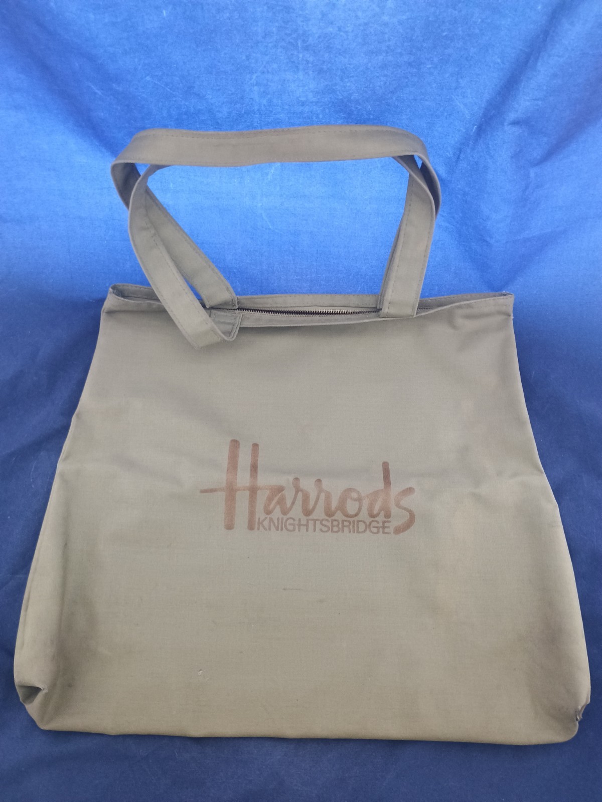 Harrods Canvas Tote Bag Green Creative Textiles Ltd CORNER HOLES AS IS NO RETURN