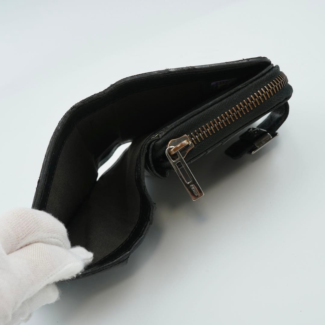 [Extremely Good Condition] FENDI Zucca Zucchino FF Logo Monogram Black