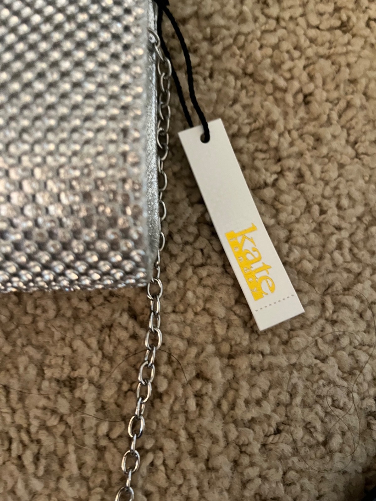 Kate Landry handbag evening Silver formal wedding clutch