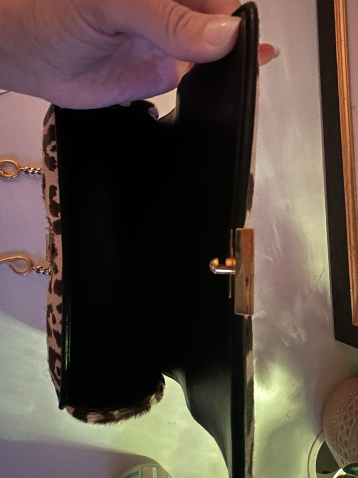 Leopard Print Small Women’s Crossbody Bag Detachable Gold Chain Turn Lock