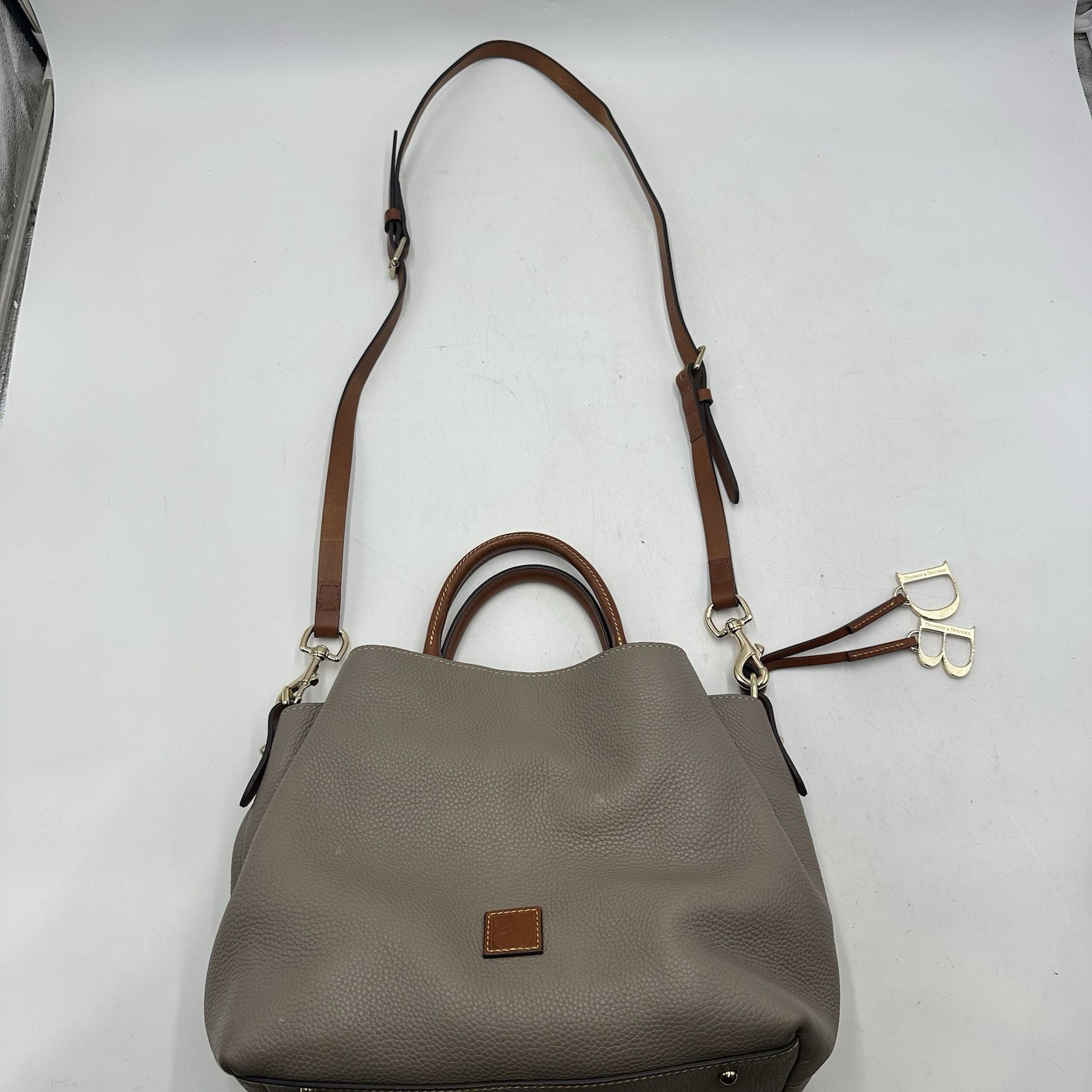 Dooney & Bourke Pebble Grain Medium/large Zip Barlow Purse In Elephant Nice