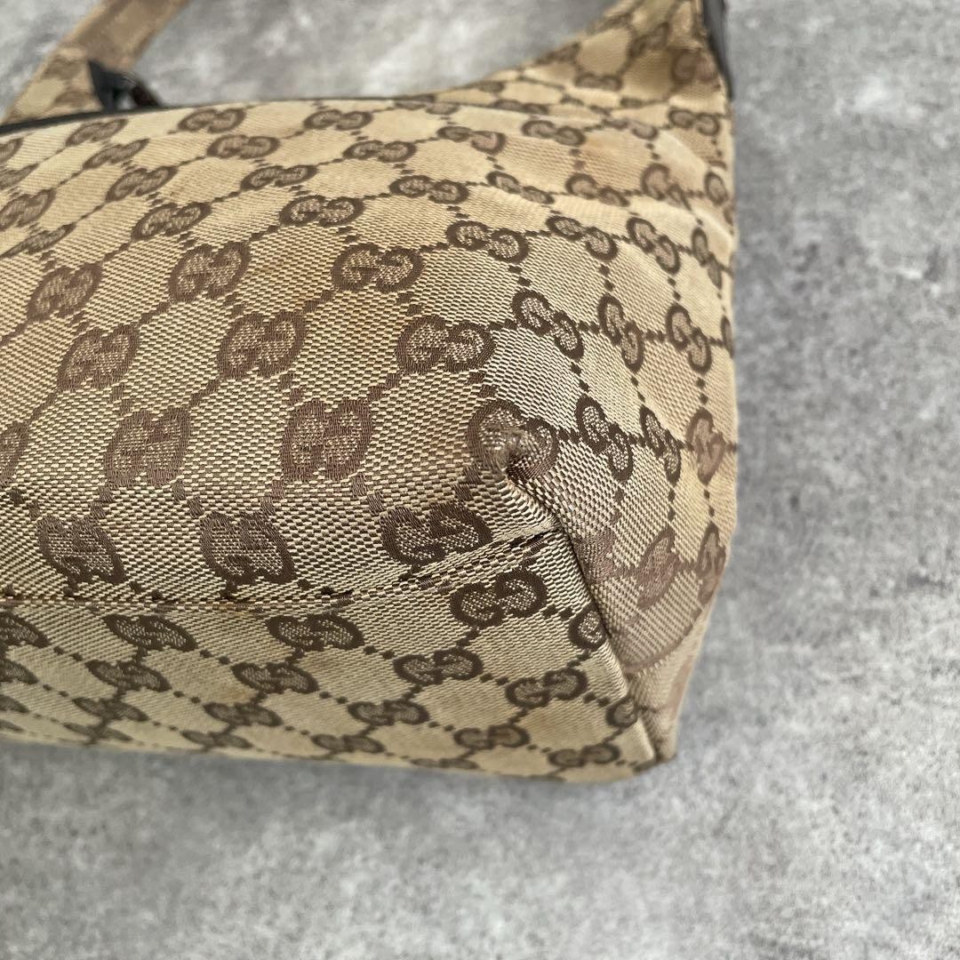 Old GUCCI One Shoulder Bag Handbag GG Canvas Beige Brown Type Hanging GG Pattern