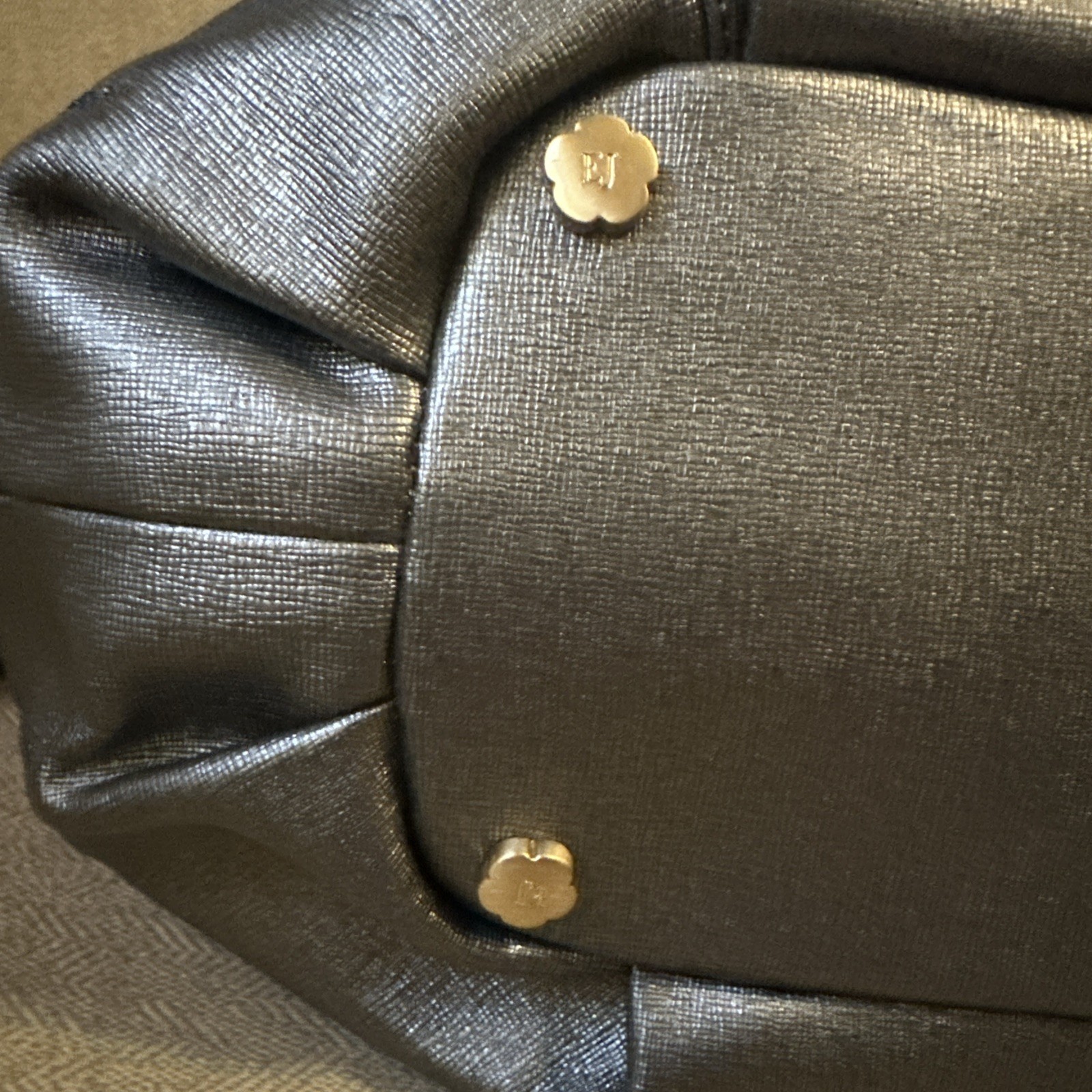 Womens Eric Javits Dark Grey Metallic Purse Shoulder Handbag Chain Strap NWOT