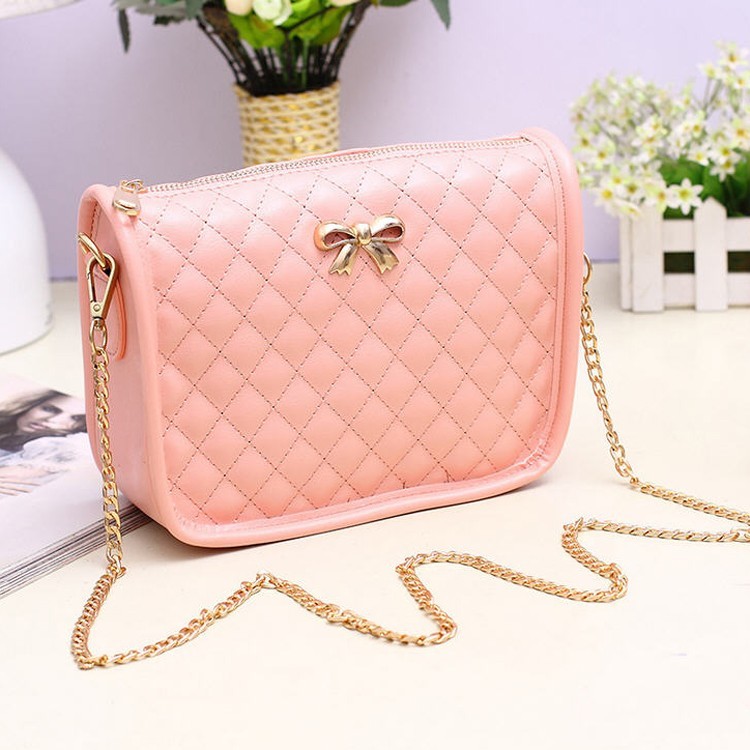 Womens Small Pink Quilted Crossbody Tote Purse – Cute Girl Satchel Shoulder Bag