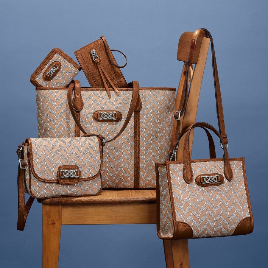 Brighton Interlok BRITTEN Small Tote Bourbon Brown Herringbone MSRP $395 NWT