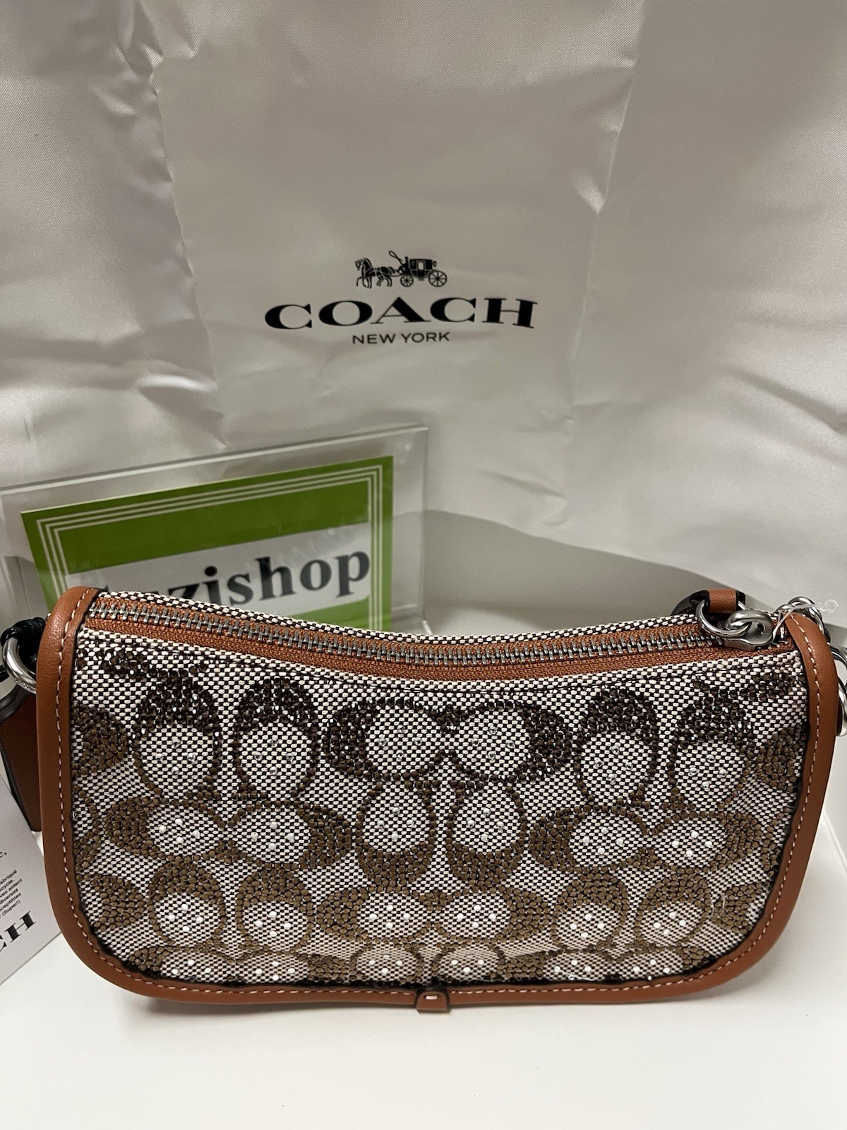 NWT Coach Swinger 20 Crystal Bag Burnished Amber Signature Jacquard CW568