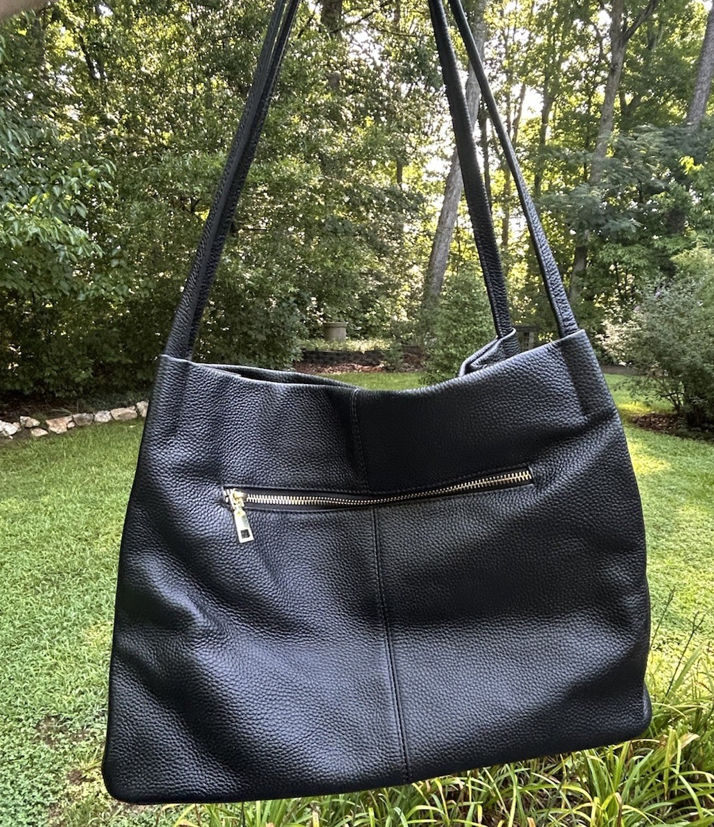 Kattee Leather Shoulder Double Handle Bag Purse In Black Large Tote