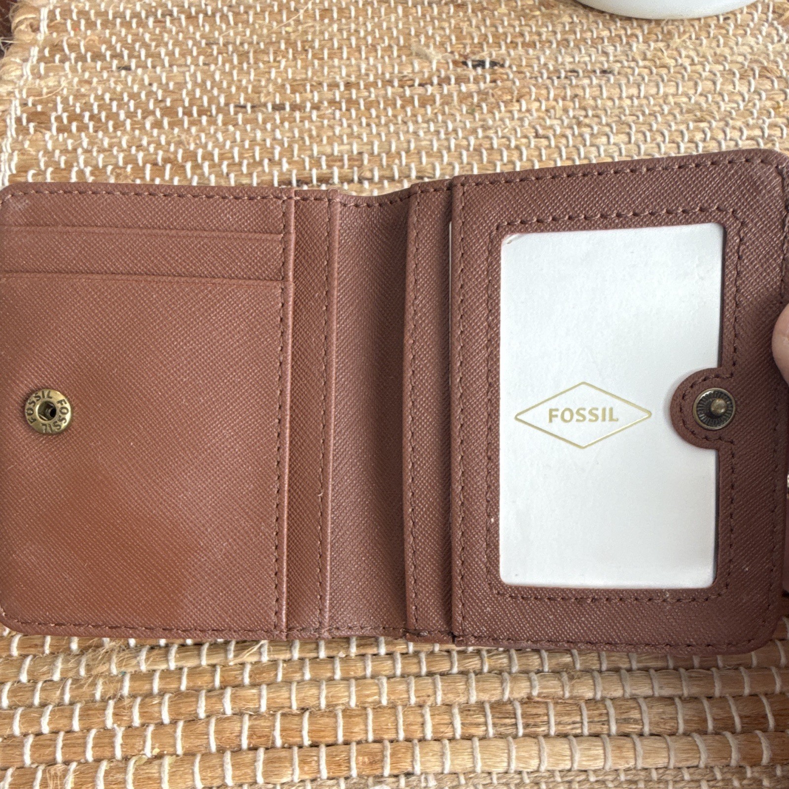 Fossil Round Woven Crossbody Bag & Wallet Brown/Black/White Zip Detach