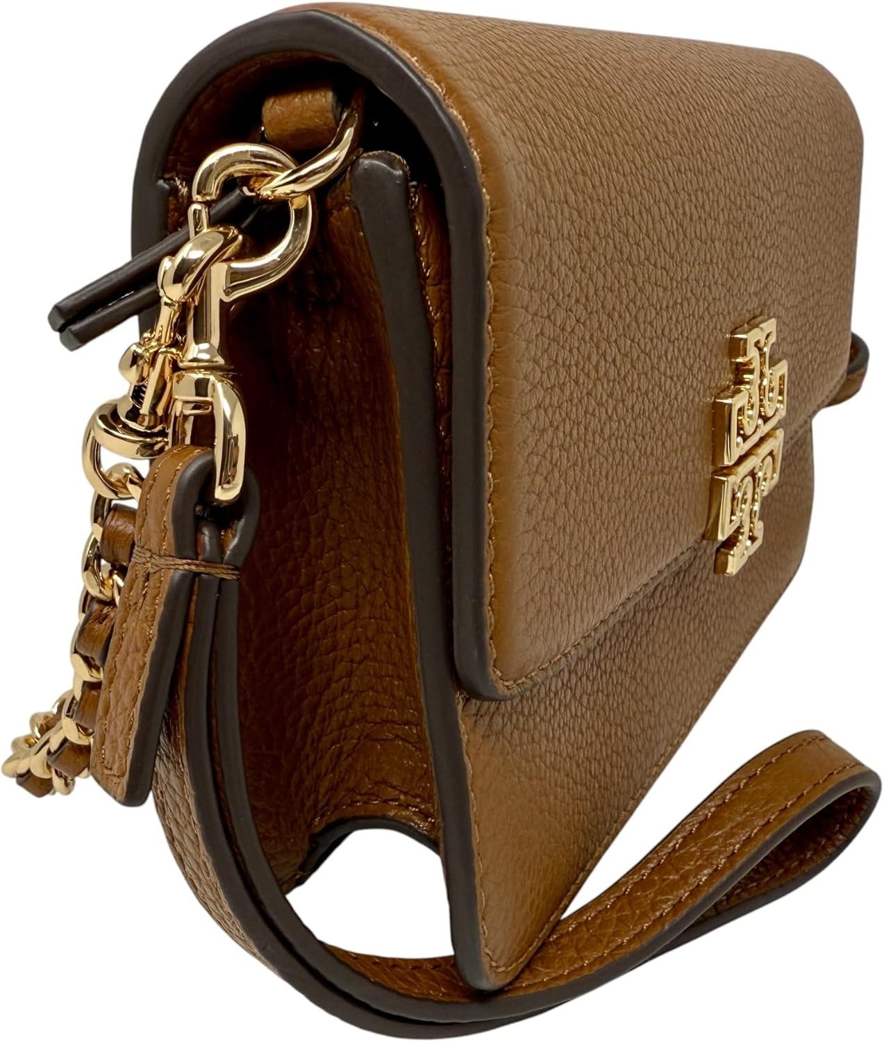 Tory Burch Womens Moose Brown Leather Britten Chain Crossbody Bag Purse, TB-215