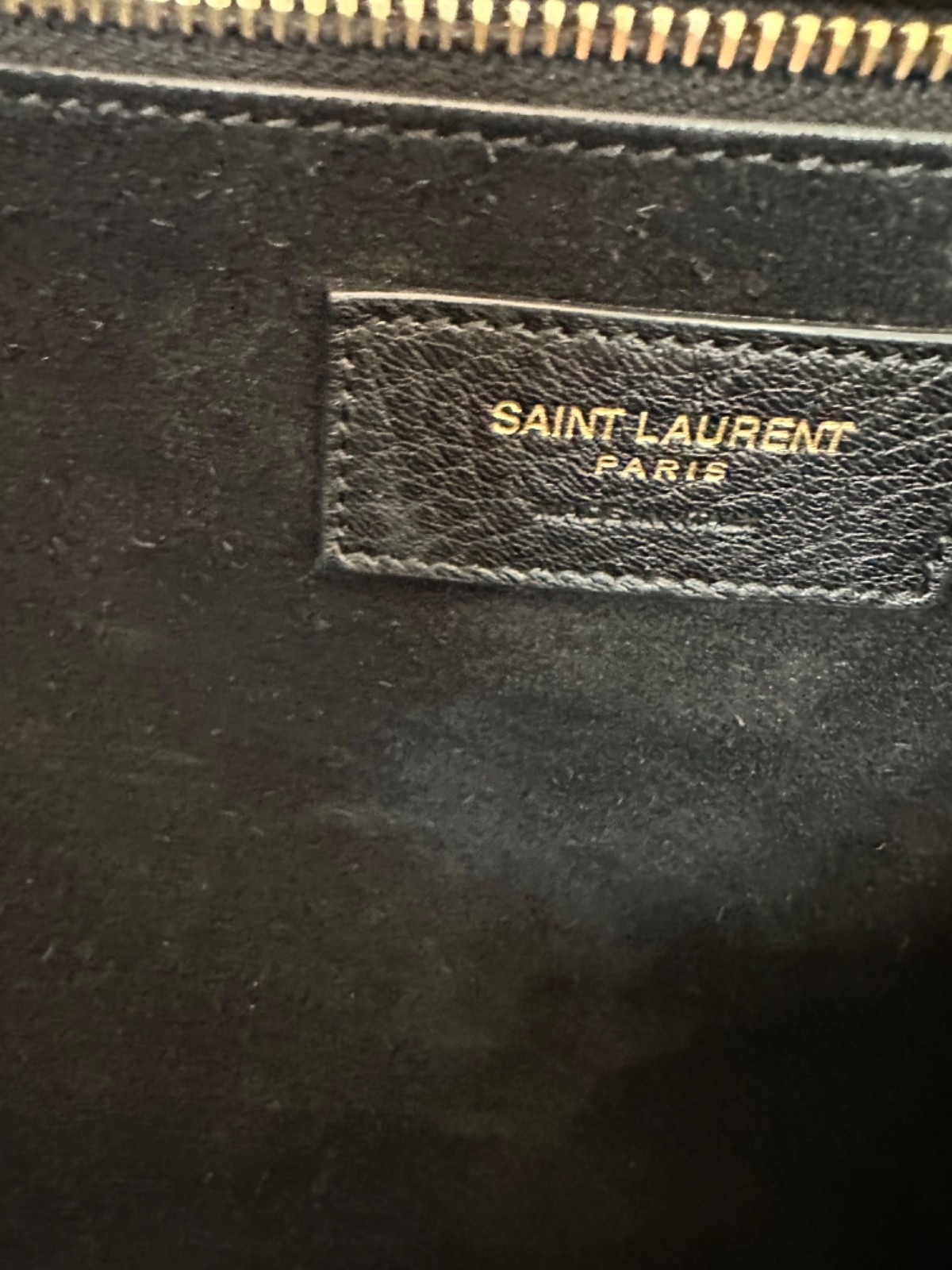 Saint Laurent Bea Large Black Deerskin Gold Hardware Tote Shoulder Bag 2023