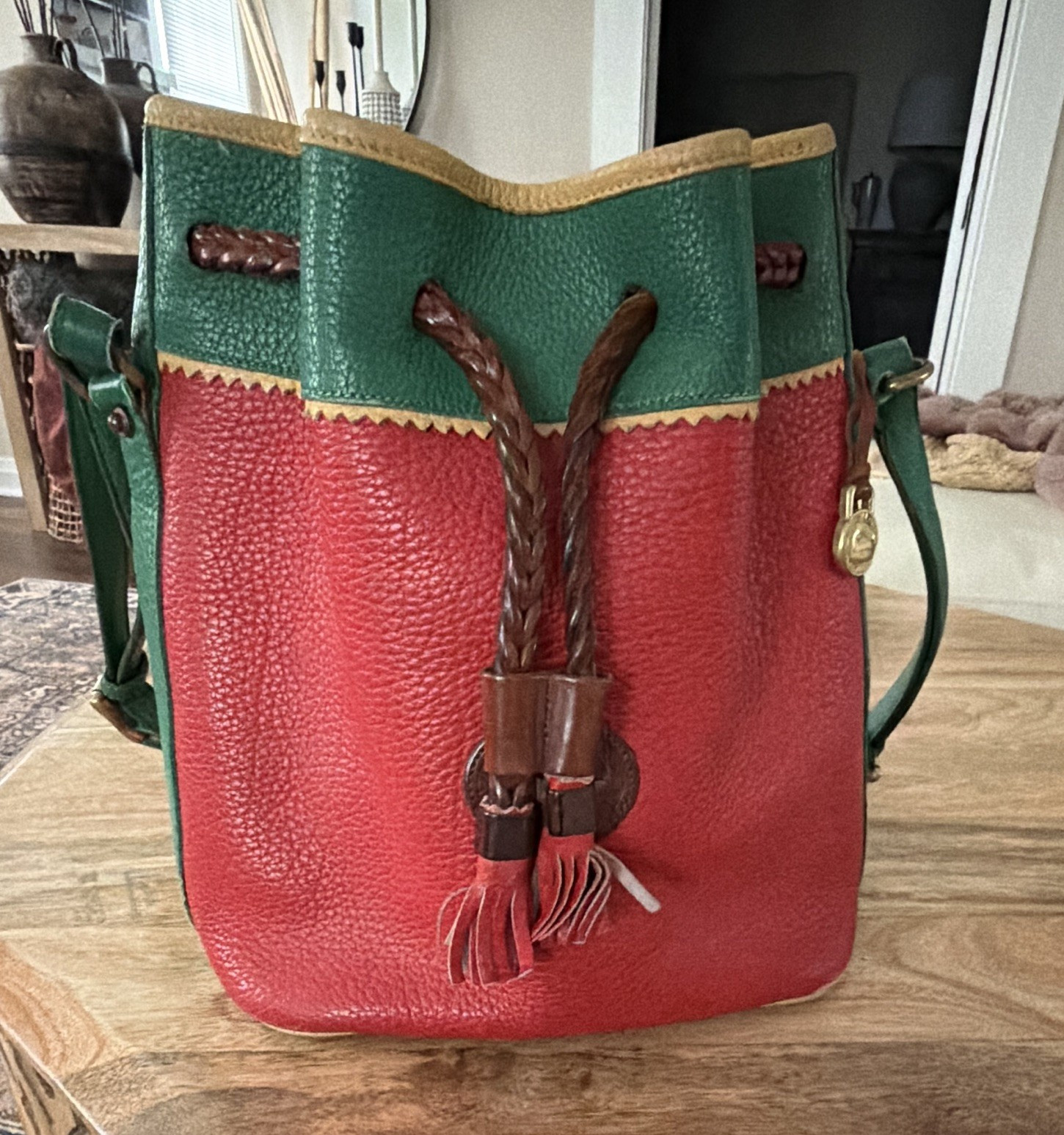 Vintage Dooney & Bourke Teton/Rainbow Drawstring Bucket Bag