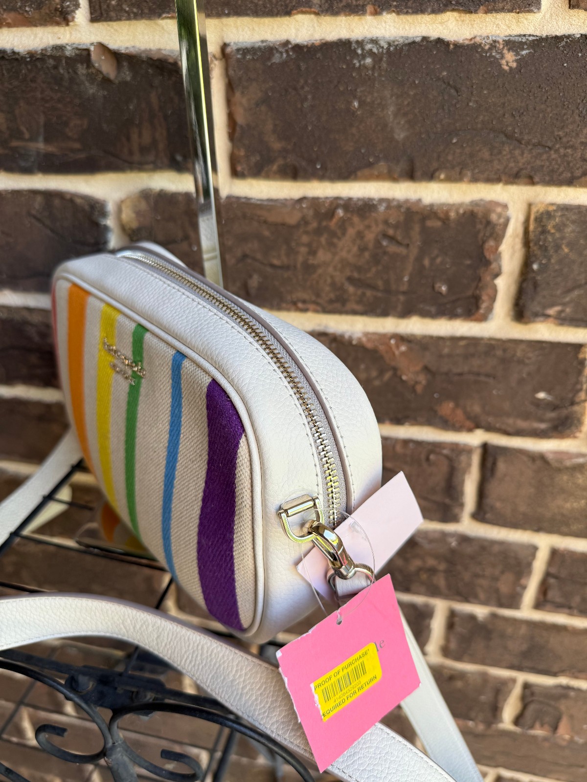 NWT kate spade Astrid Medium Camera Crossbody Striped yellow purple green red