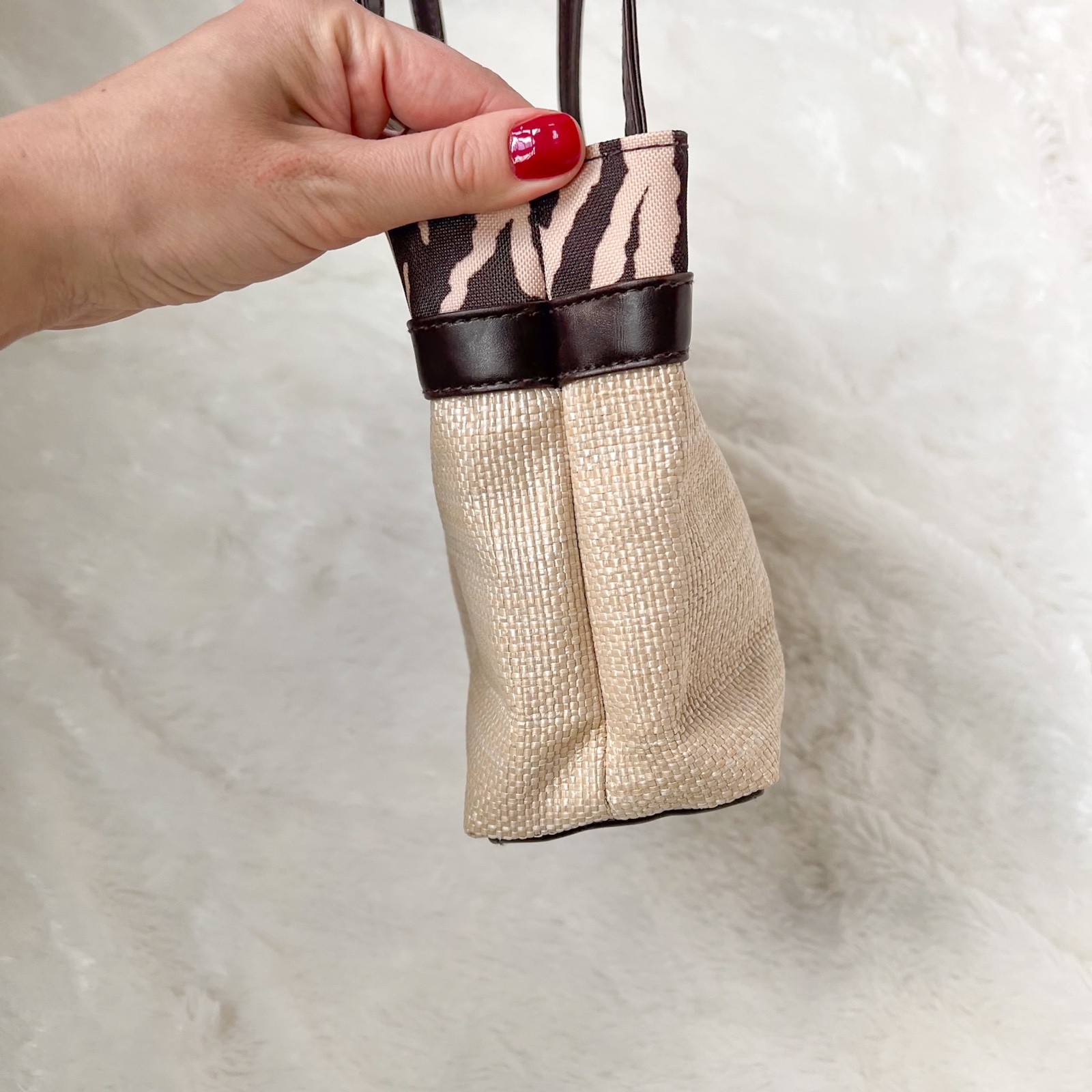 Estée Lauder Raffia Small Tote Beach Vacation Animal Print Brown