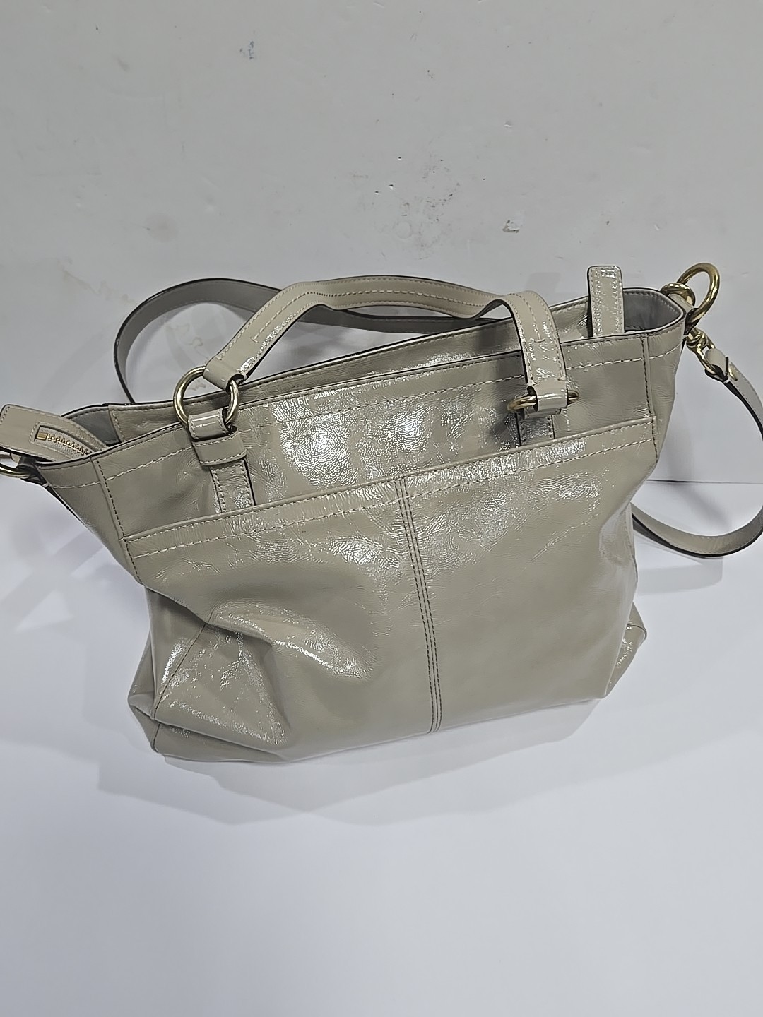 Coach Chelsea Taupe Pat. Leather Tote Satchel Shoulder Bag No G0969-F14022