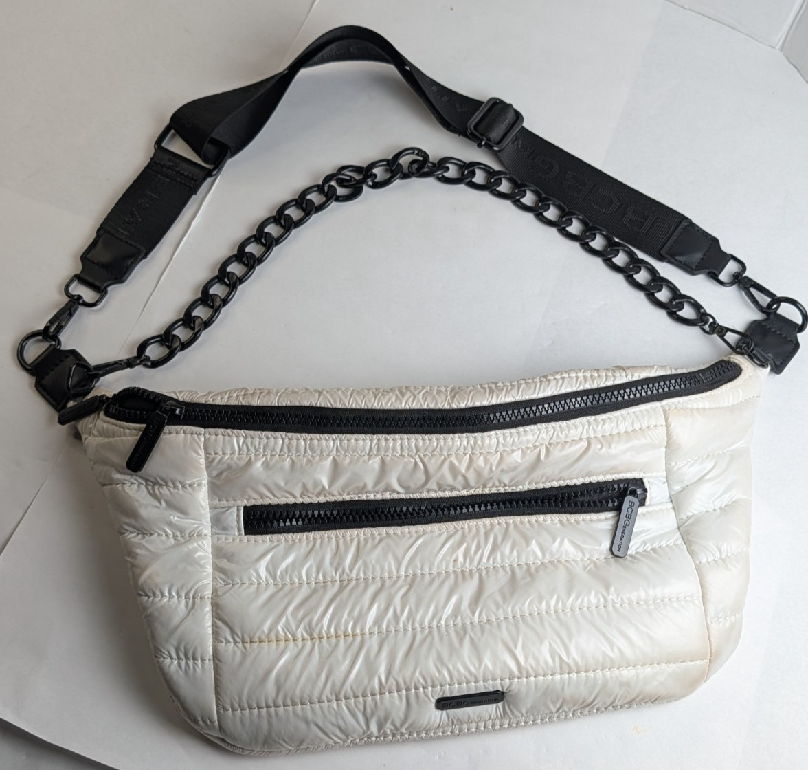 BCBG Generation White Quilted Three-in-One Convertible Belt Sling Shoulder Bag