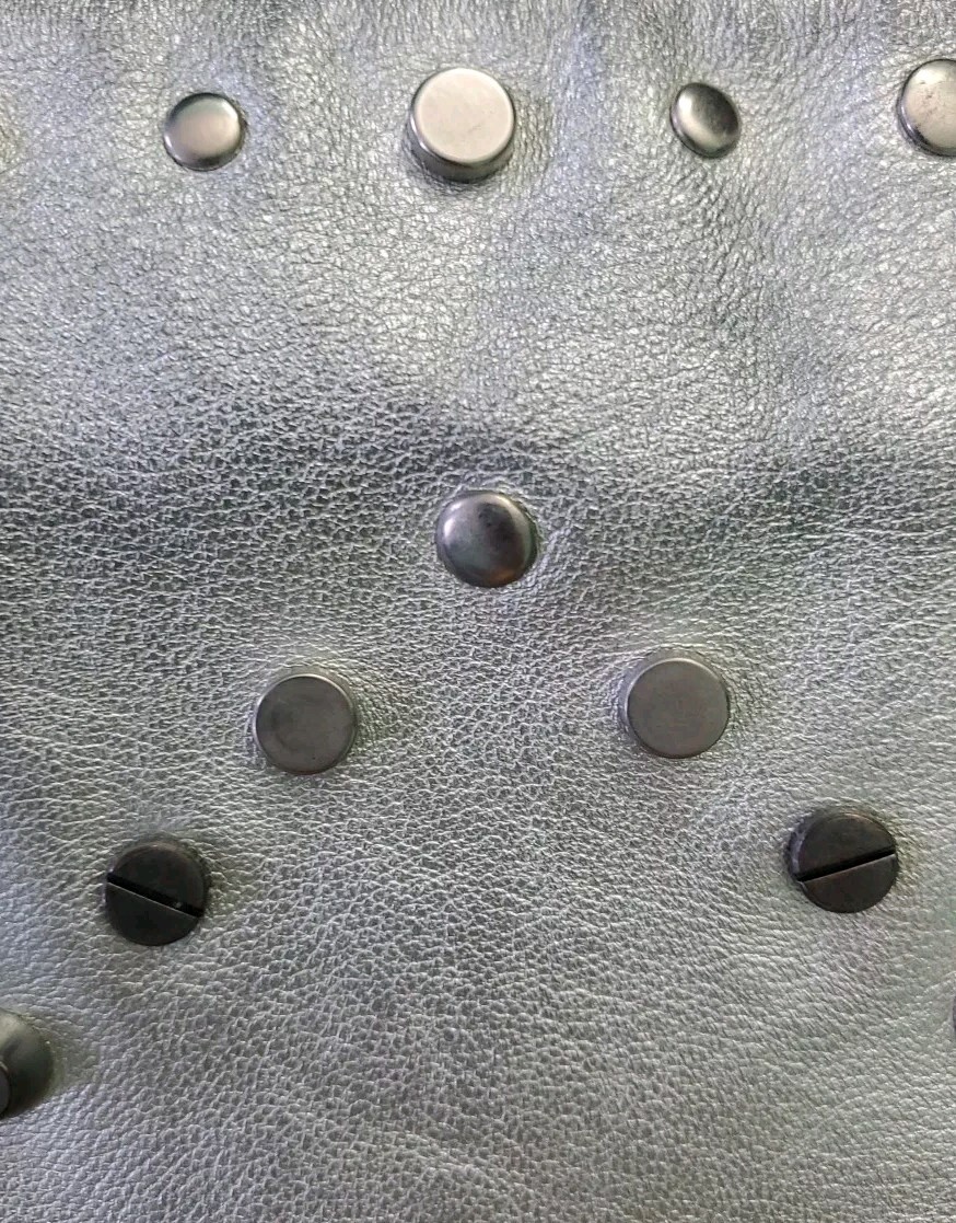 Titov Studded Silver Leather Crossbody Clutch Bag Purse, Custom made, 11 × 11 in
