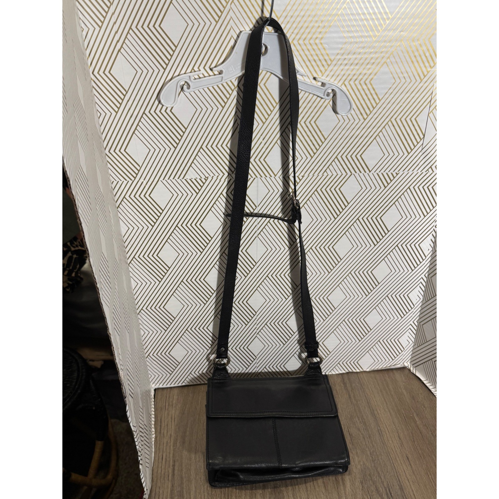Brighton Contemporary City Black Leather Crossbody Bag Ornate Silver Medallion