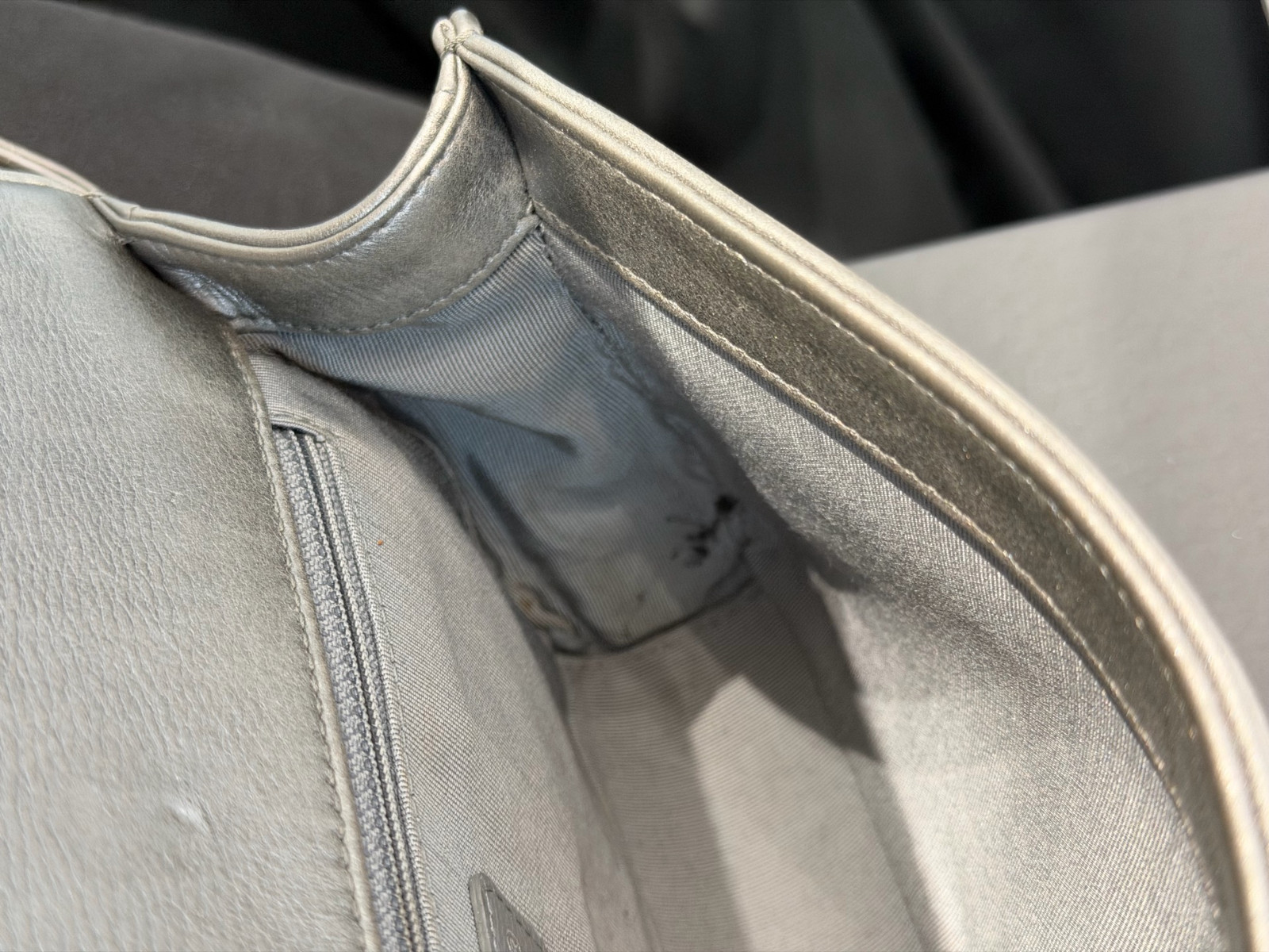 Authentic Chanel Le Boy Medium Stingray Leather Shoulder Bag Silver eBay AG