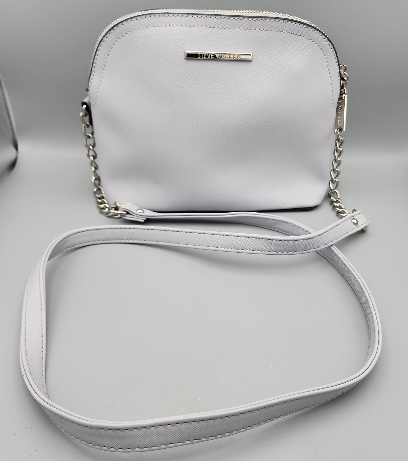 Steve Madden Bmaggie Faux Leather Dome Crossbody Bag Light Gray NEW With Tags