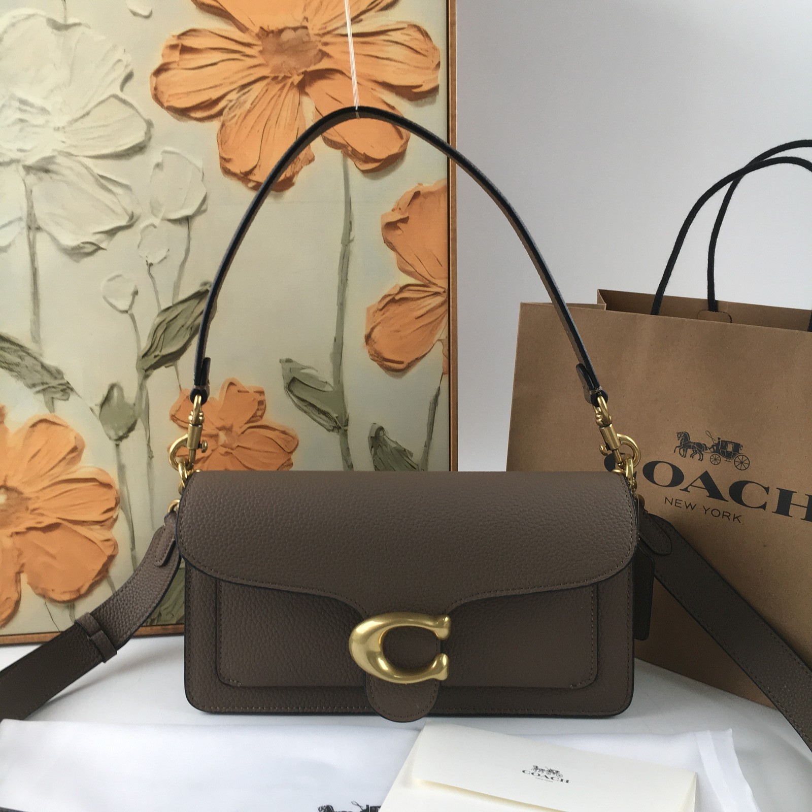 Coach Tabby Shoulder Bag 20 CM546 Dark Stone Brown Gold HW Outlet New Japan