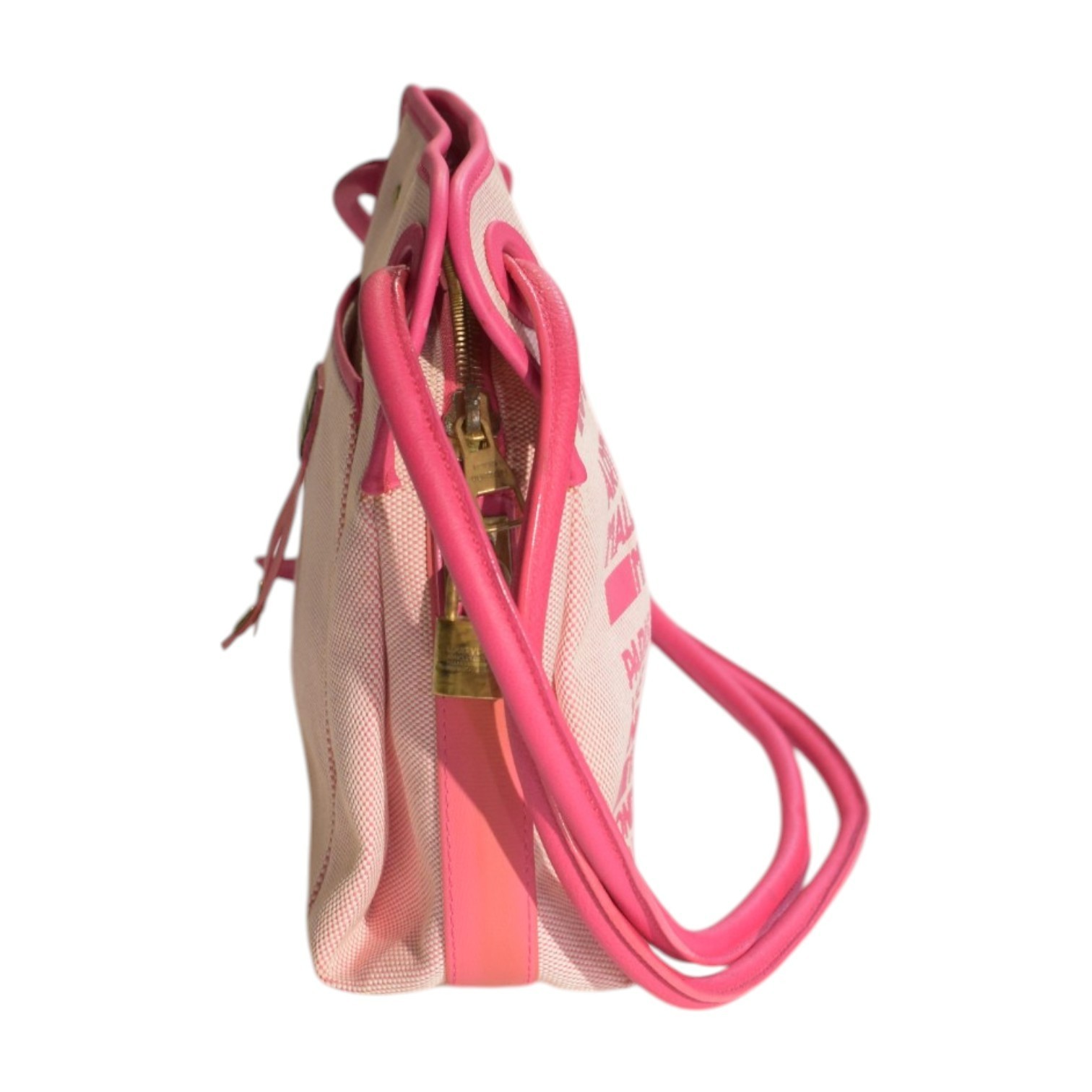 LOUIS VUITTON Antigua Cabas PM Pink Canvas Shoulder Bag Charm Limited