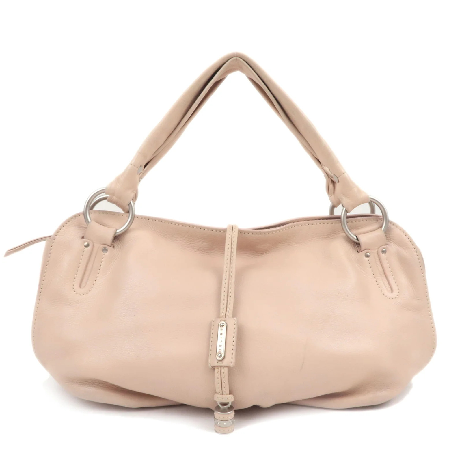 CELINE Bittersweet Leather Shoulder Bag Pink Beige Authentic