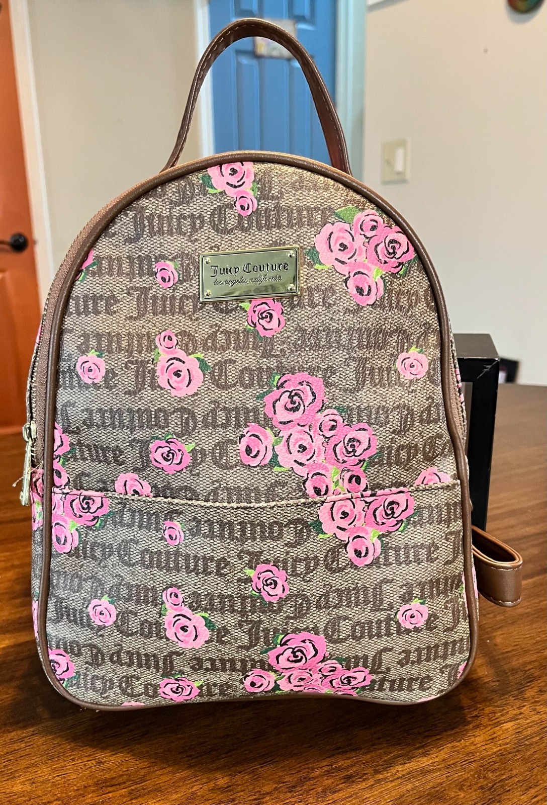 NEW! Limited Edition-Juicy Couture Backpack Brown with Pink Floral Bloom