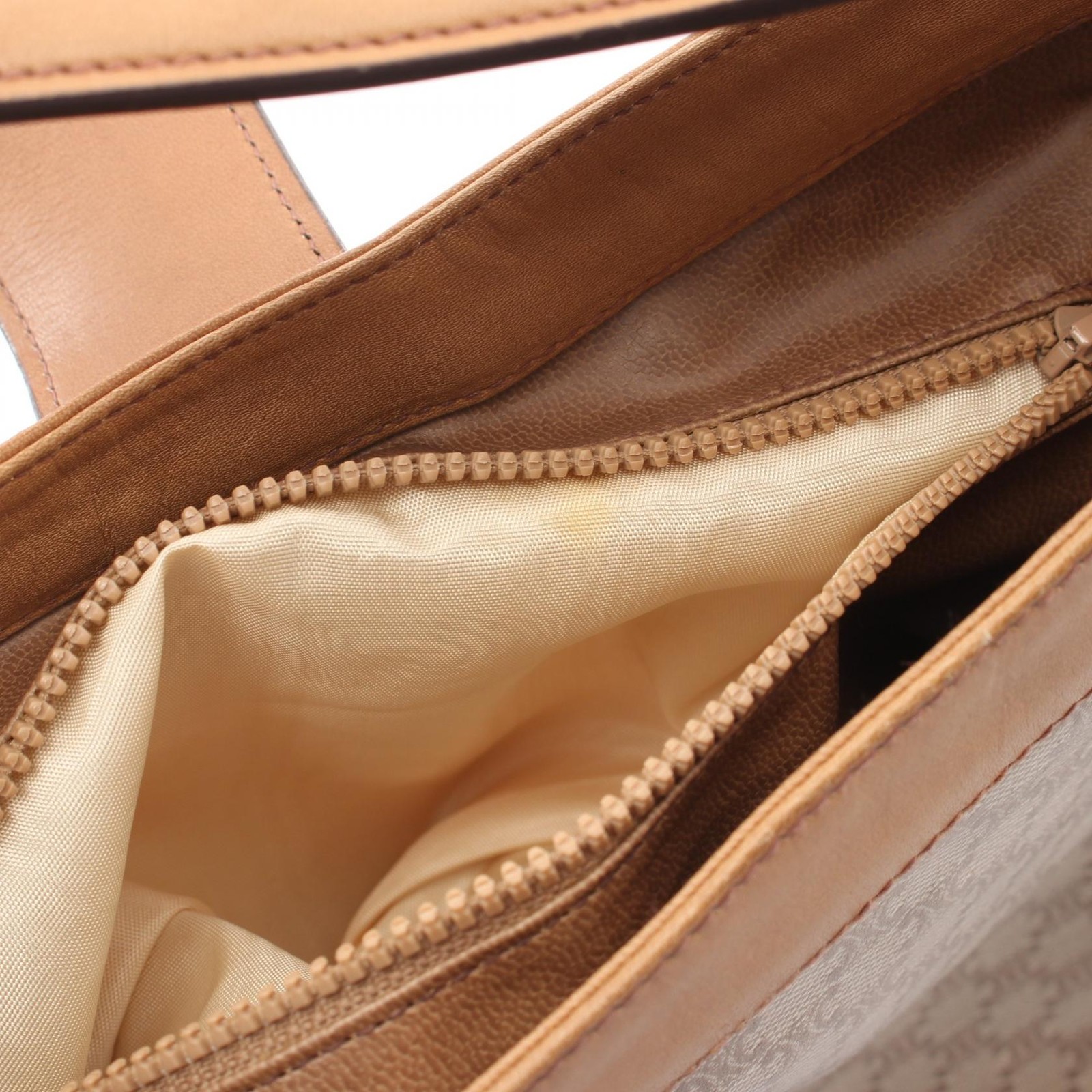Celine Triomphe Shoulder Bag PVC Coated Canvas Beige 8x27x21 in