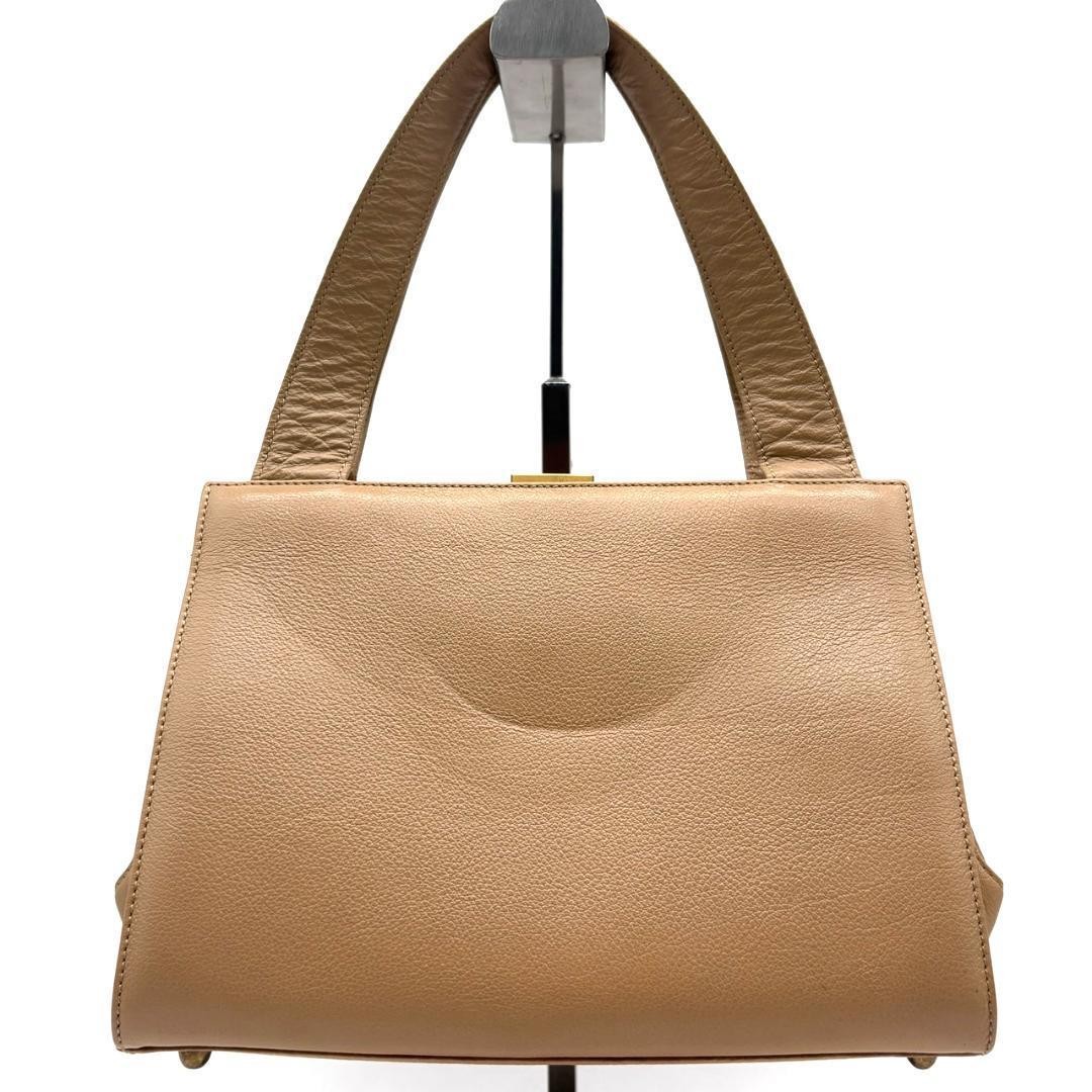 Giorgio Armani Beige Leather Handbag Formal Bag Authentic, Used, 23x19cm