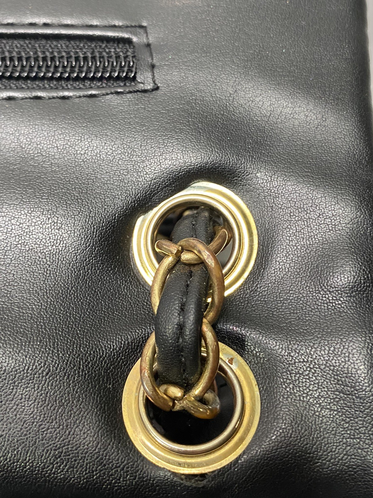 Chanel Classic Flap Jumbo Chain Shoulder Bag Black Gold Chevron