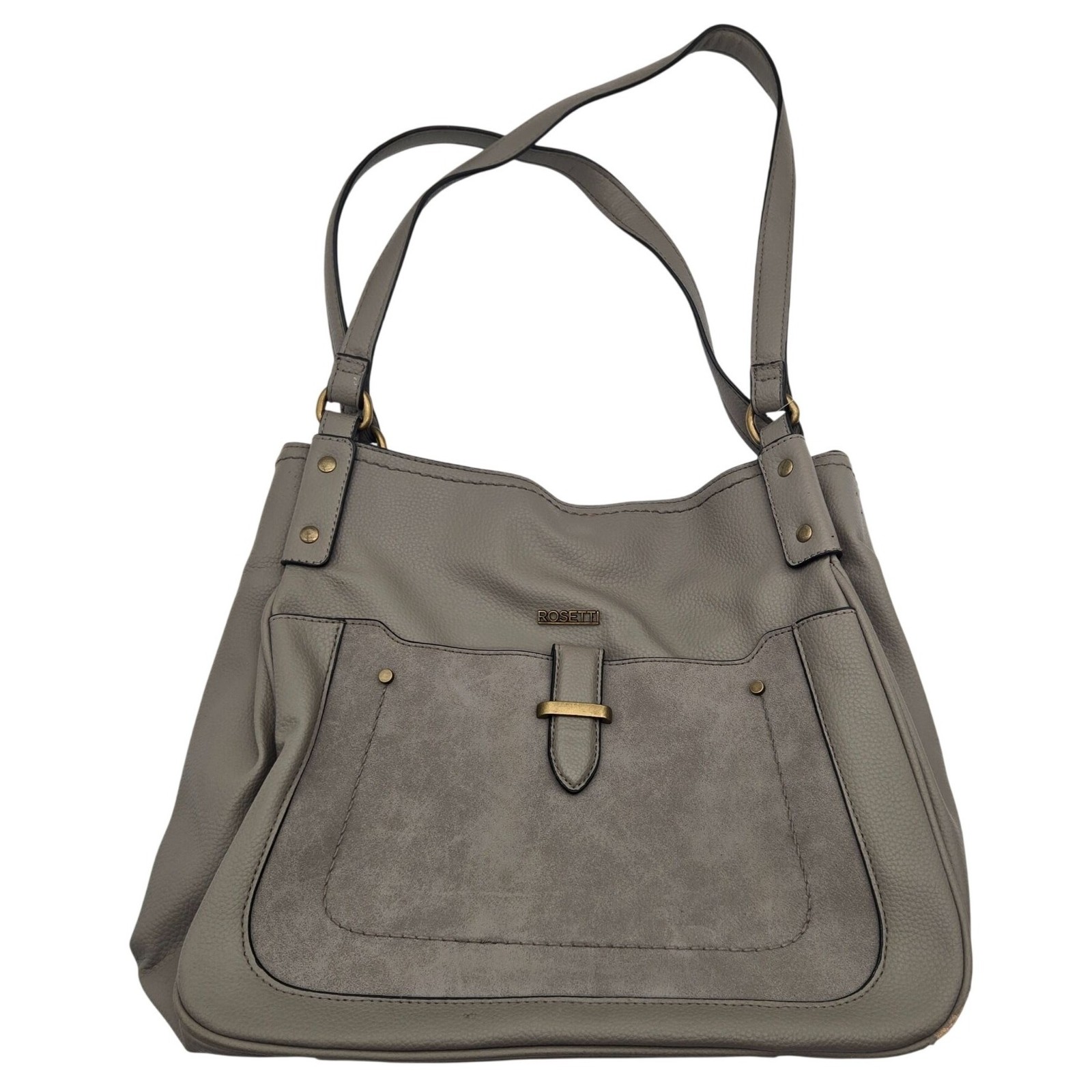 Rosetti Gray Shoulder Bag With Front Pocket & Magnetic Closure 14x11in