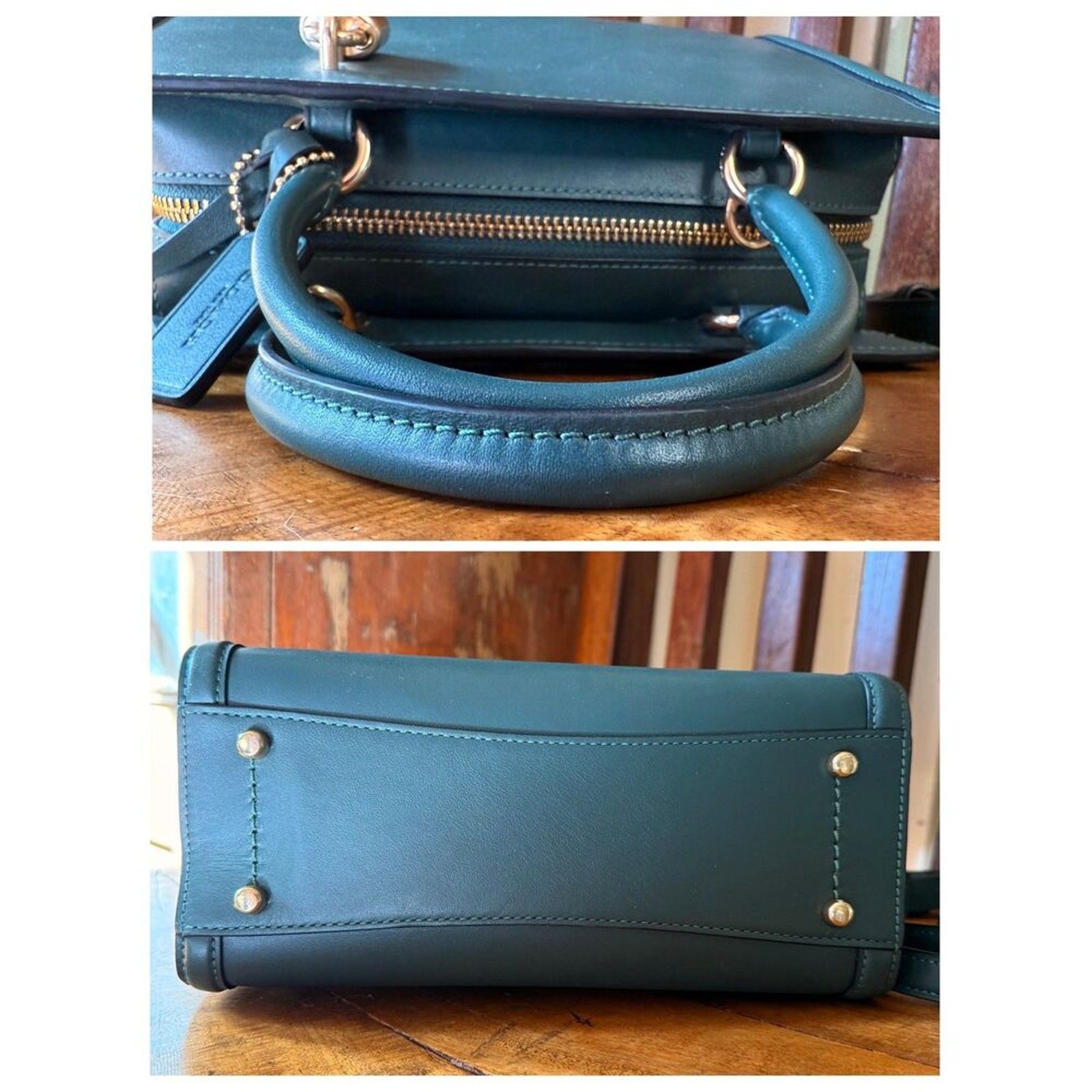 Coach Zoe Carryall Teal Smooth Leather Satchel Crossbody Tote F72667